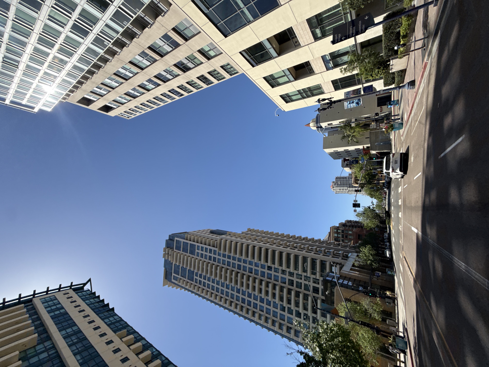 Downtown San Diego street scenes documented in evening photography