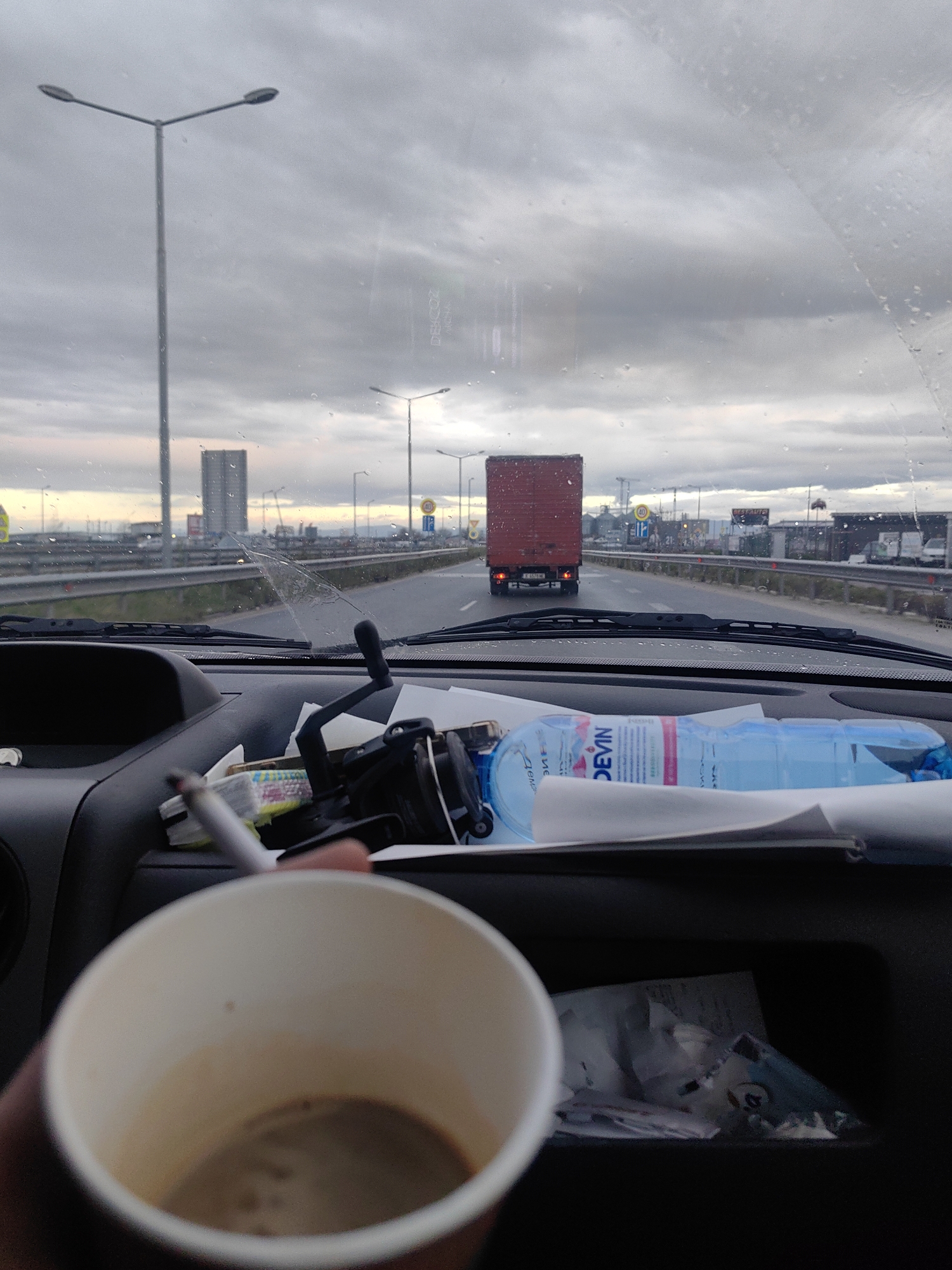 Early morning highway travel observed near Trud, Bulgaria