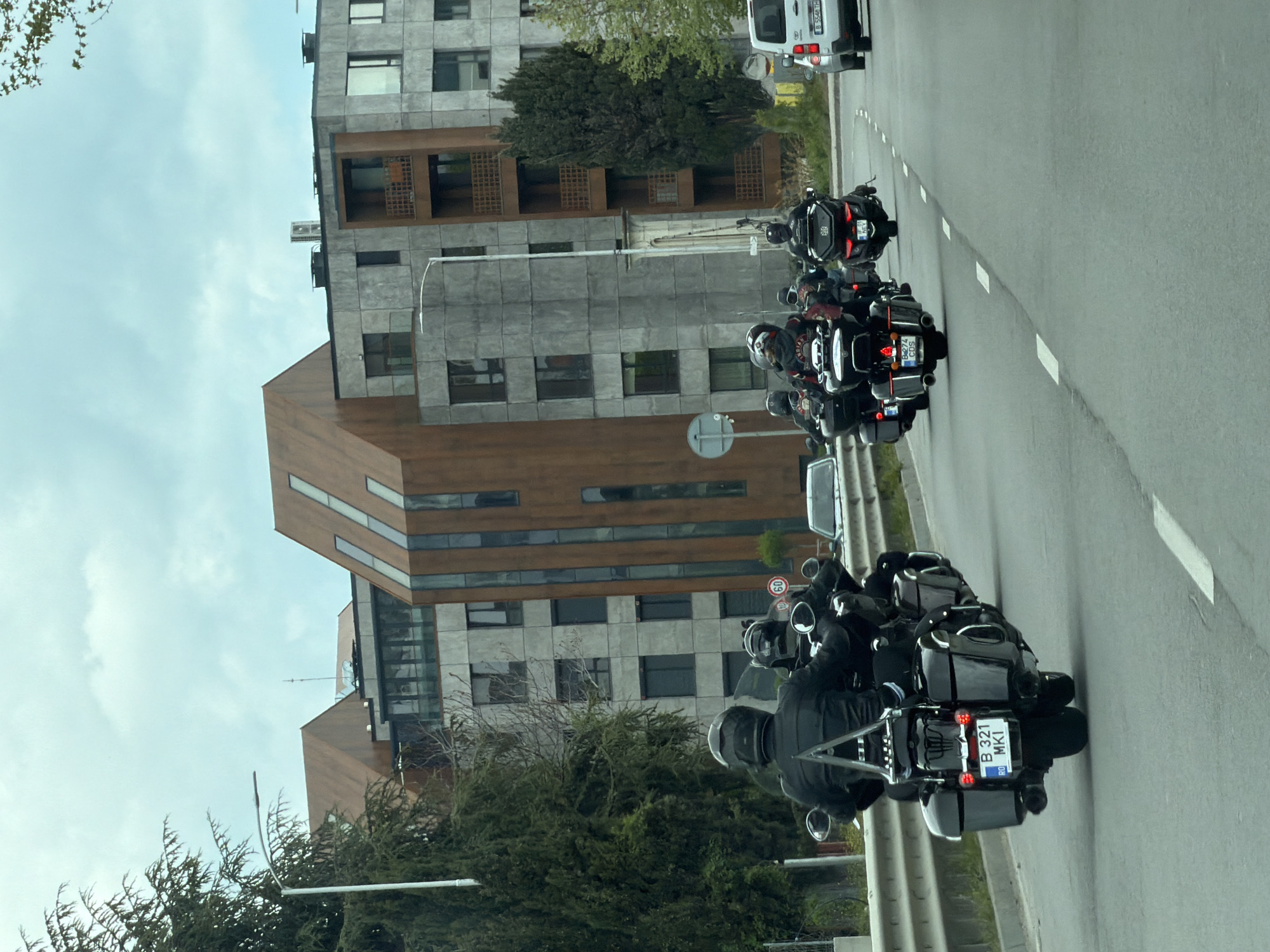 Motorcycle convoy travels through Varna streets in formation