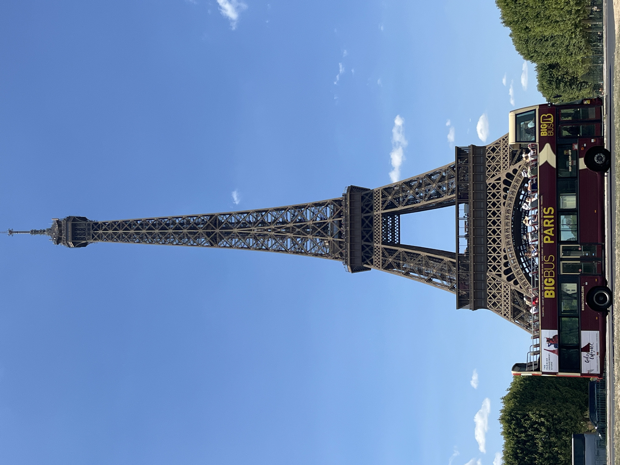 Eiffel Tower from every angle on a sunny July afternoon