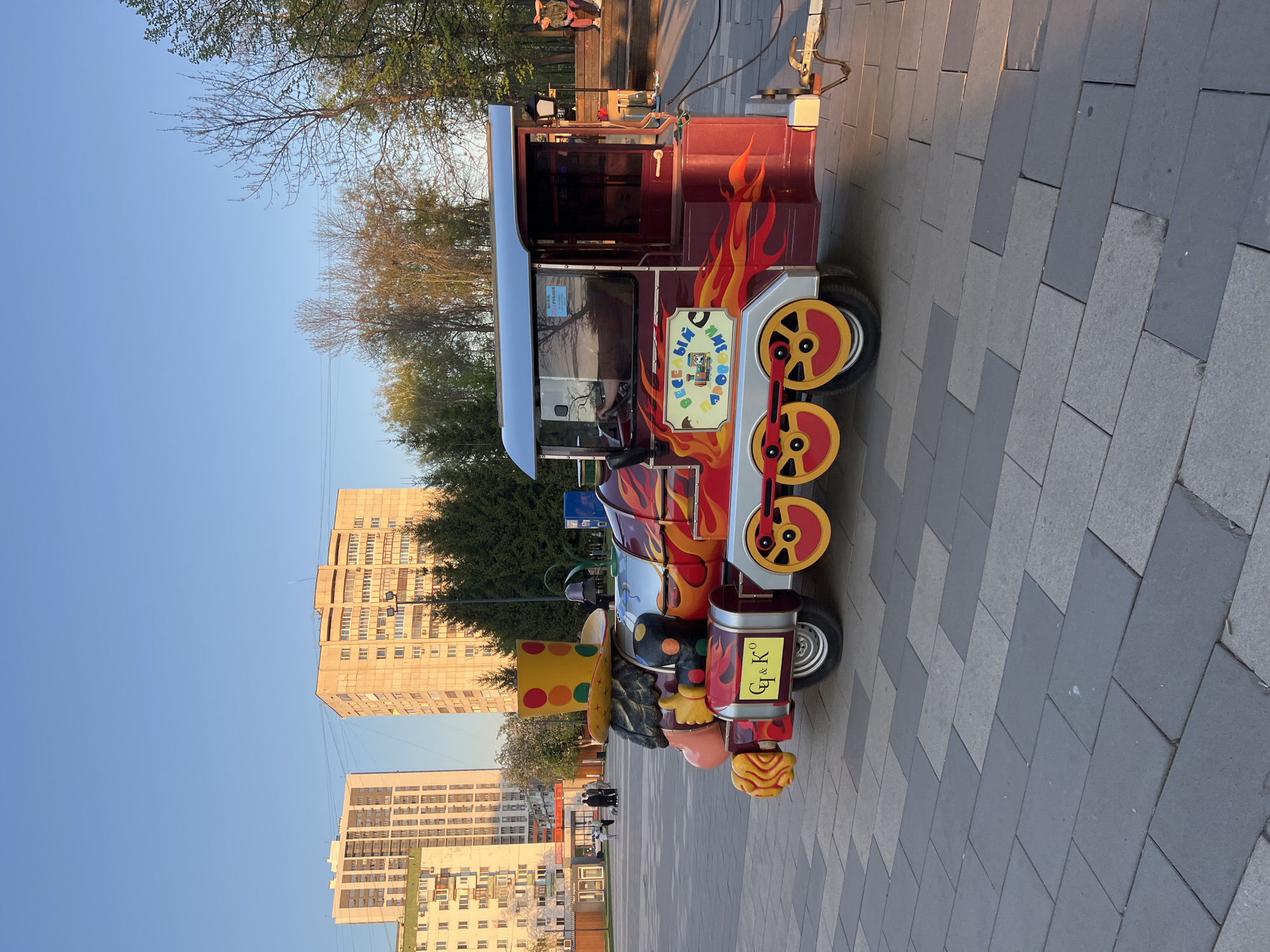 Children's train and pony rides operate in Ufa park