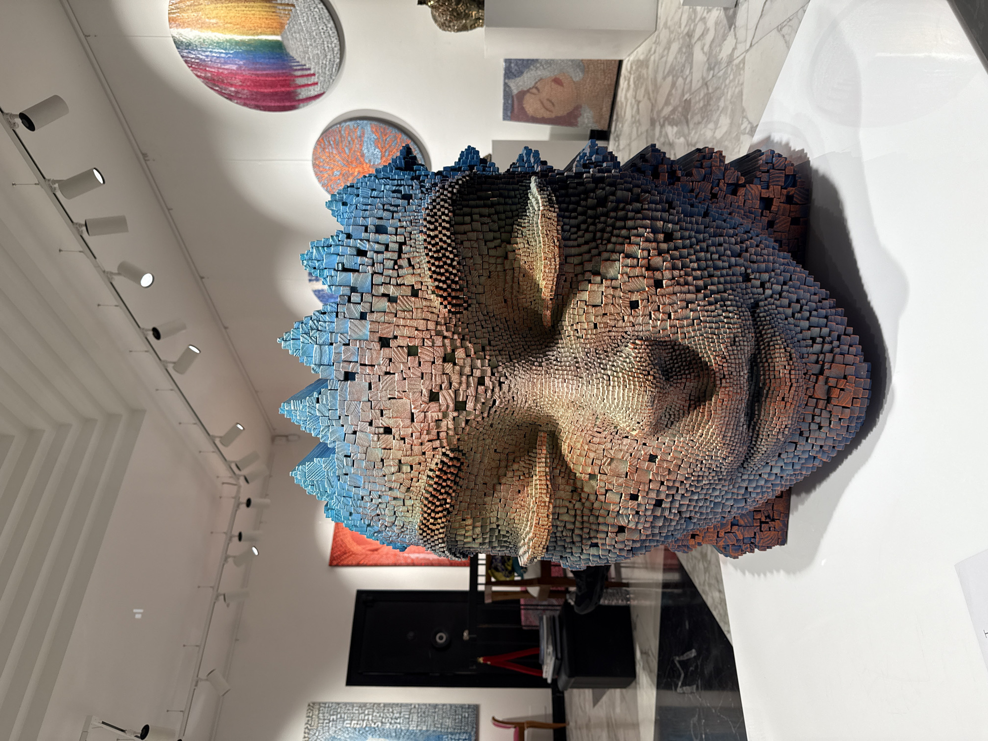 Contemporary art exhibition observed in Milan gallery Friday evening