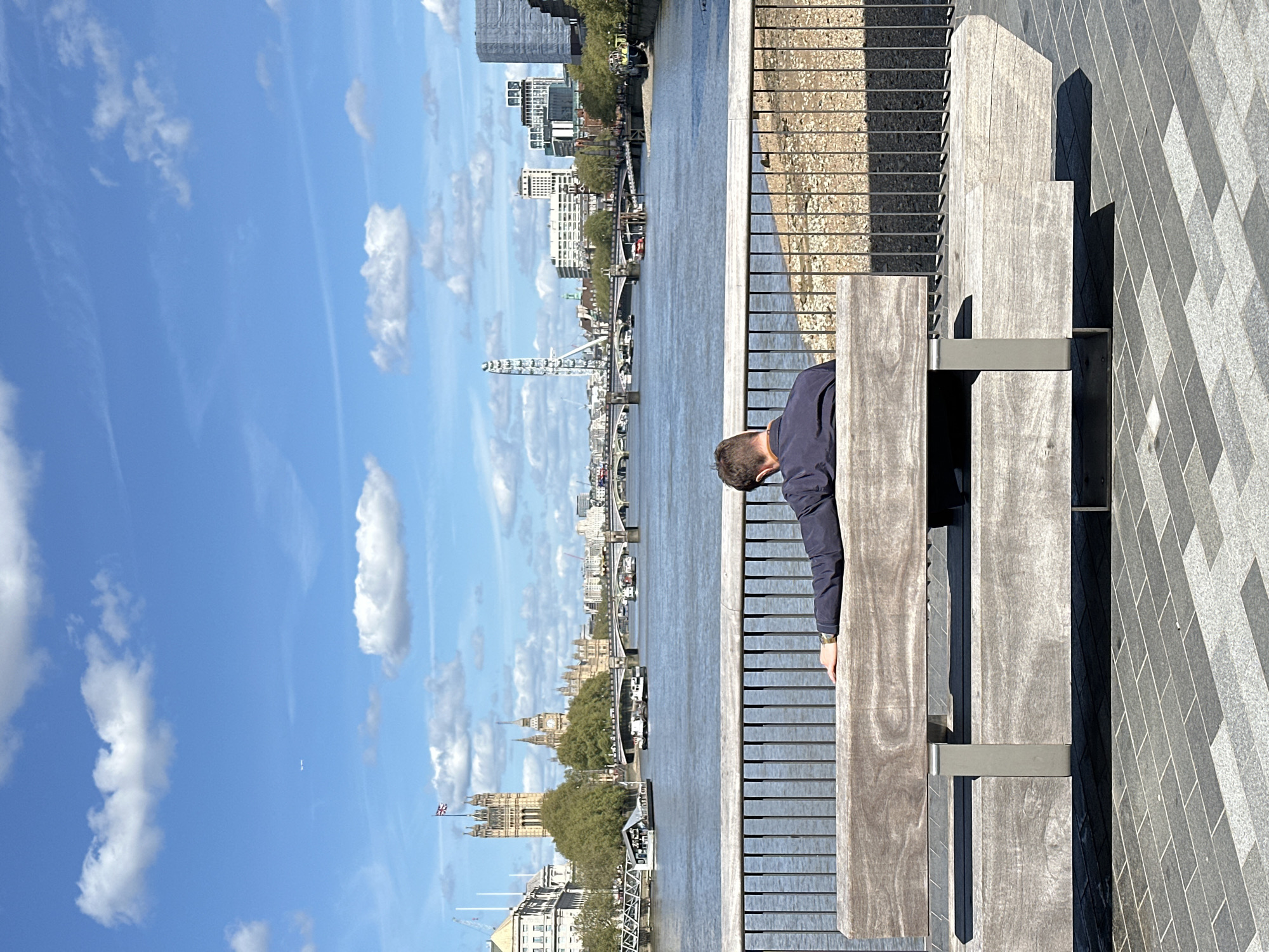 Thames riverbank sees casual Sunday morning activity in London