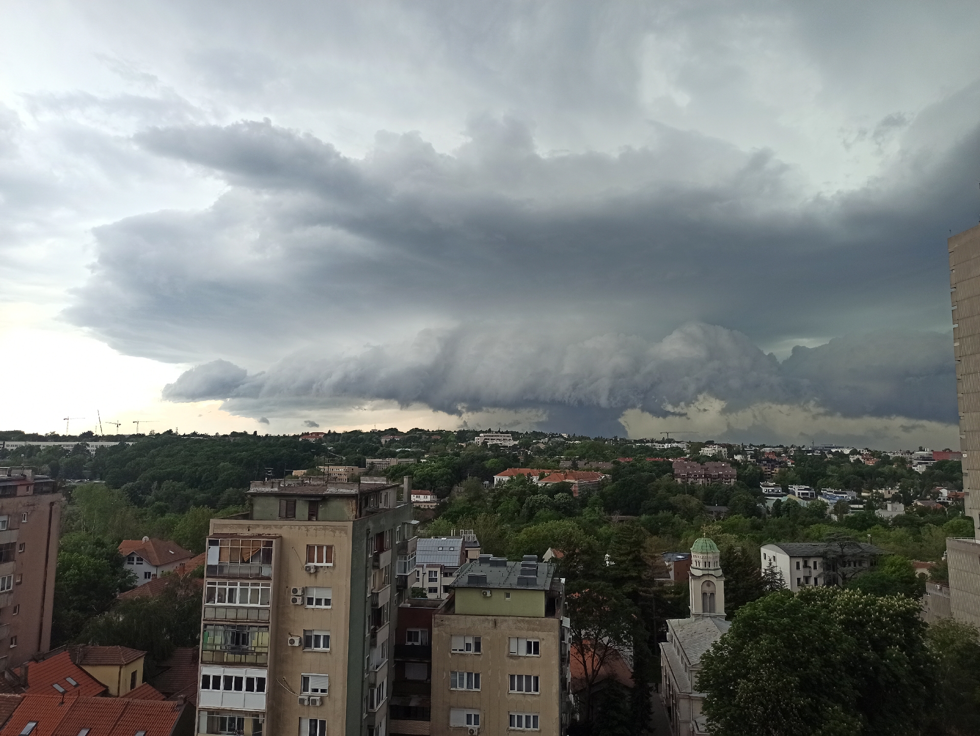 Storm clouds gather over Belgrade suburb Vozdovac