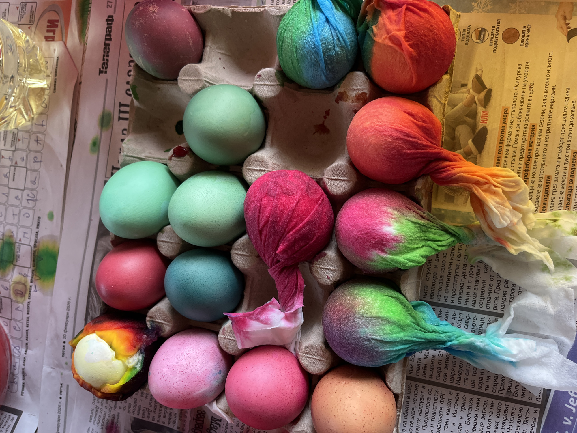Easter egg dyeing activity captured in Kranevo, Bulgaria