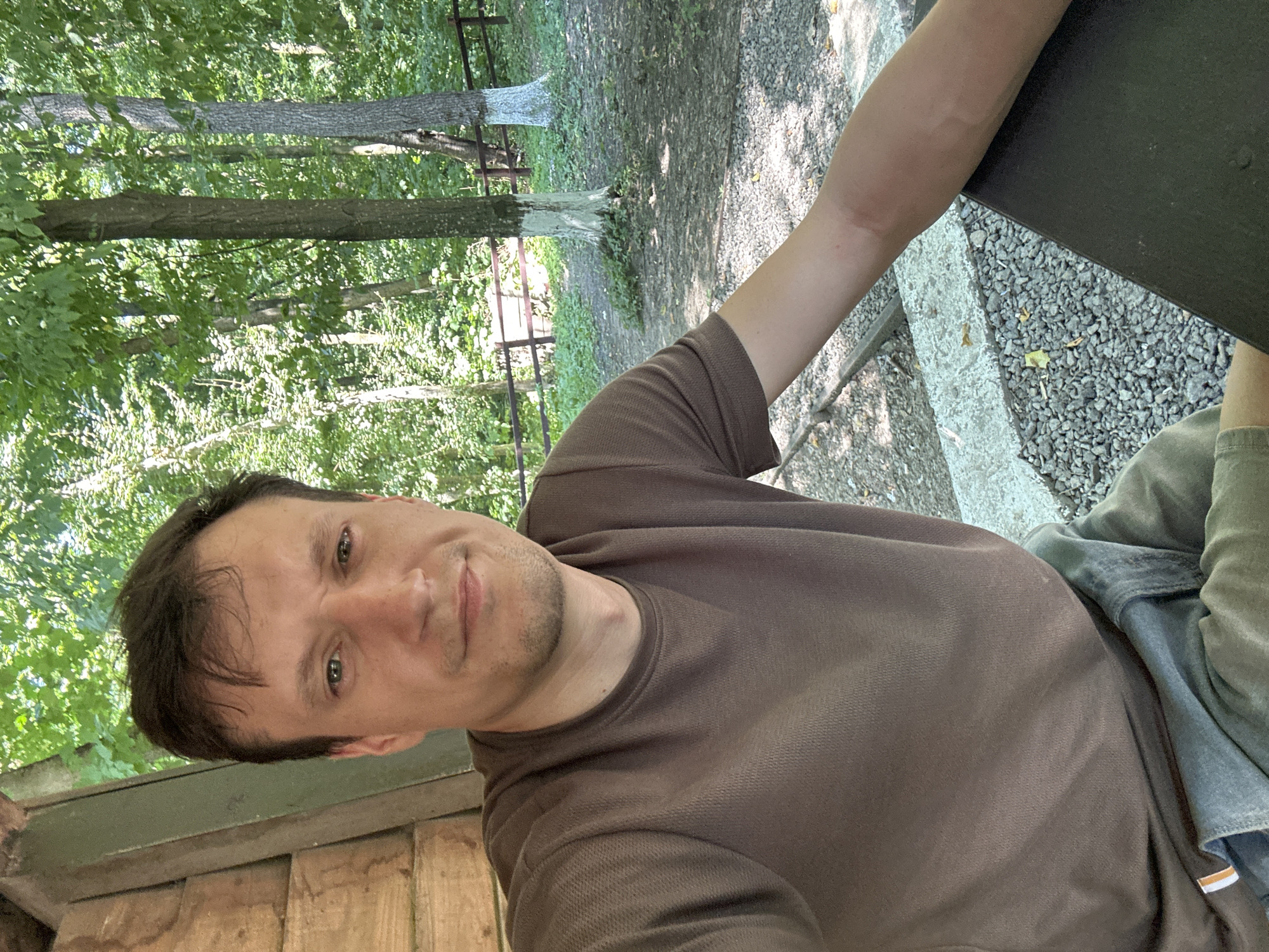 Morning break at a rustic park stop in Shatava, Ukraine