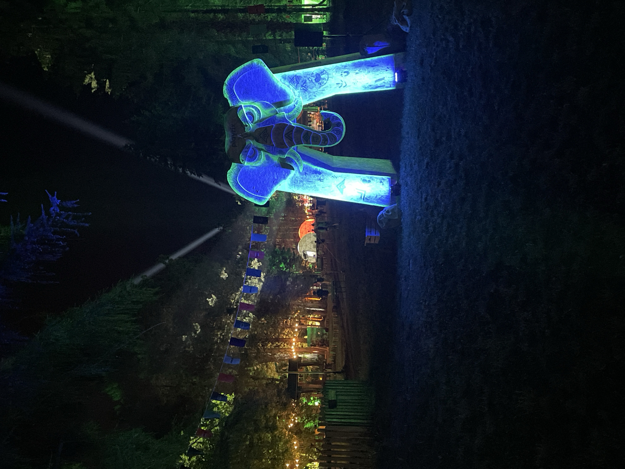 Elephant archway illuminates nighttime festival in Serbian municipality