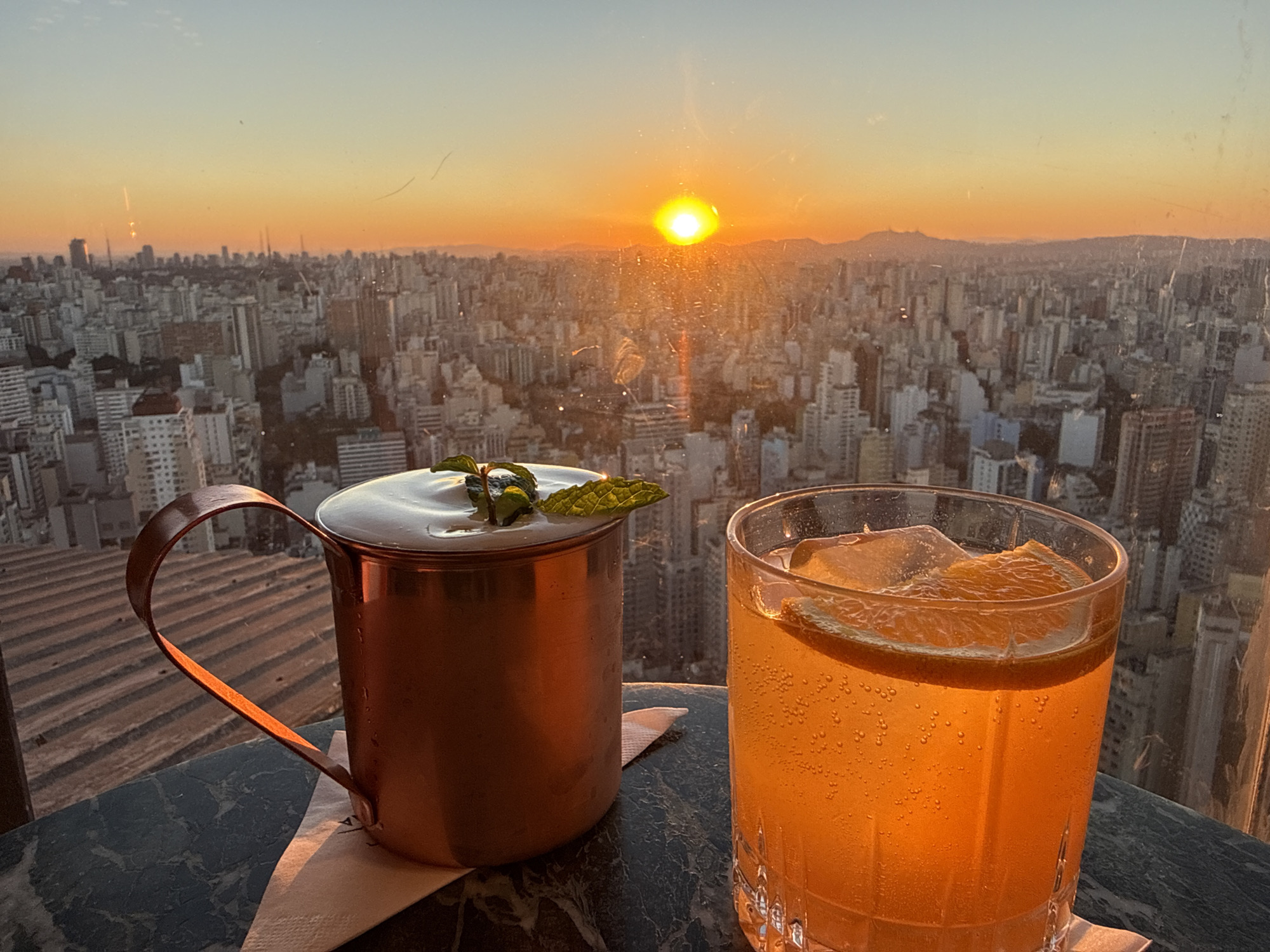 Sunset cocktails and city views from São Paulo high-rise venue