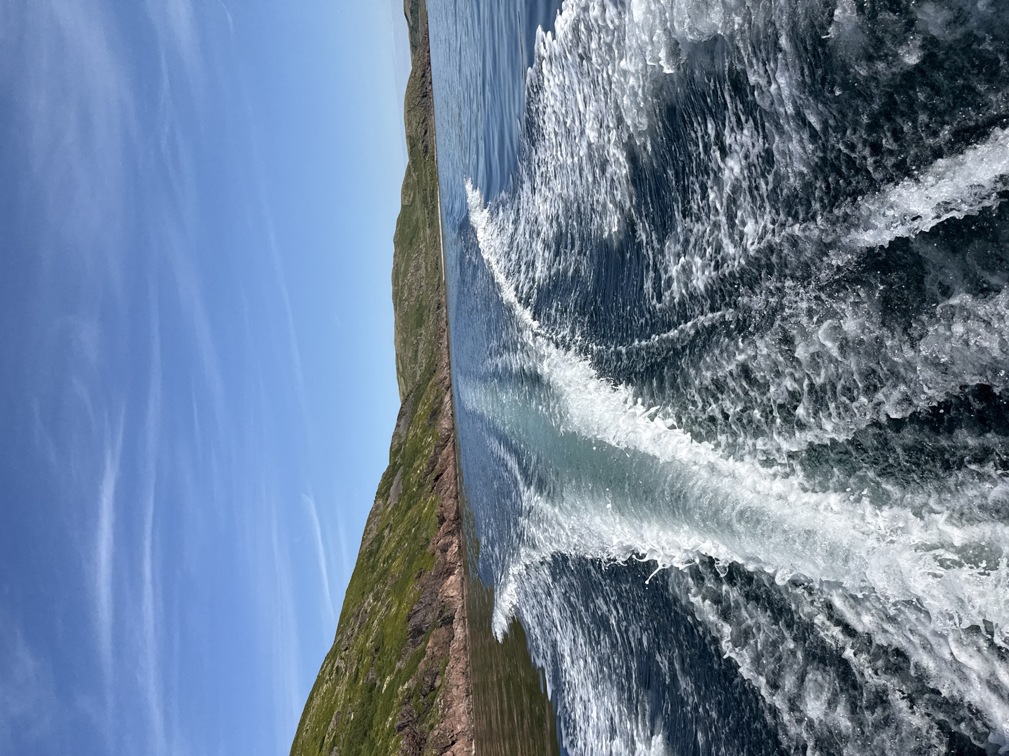 Motorboat trip along the rugged Barents Sea coast near Teriberka