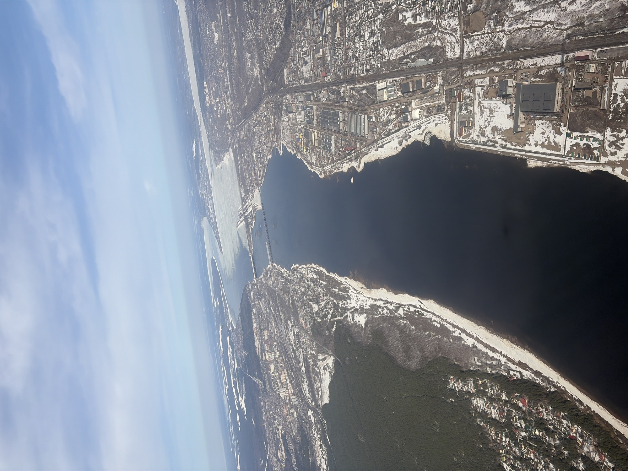 Aerial winter views captured over Kitsjanovo, Russia from aircraft
