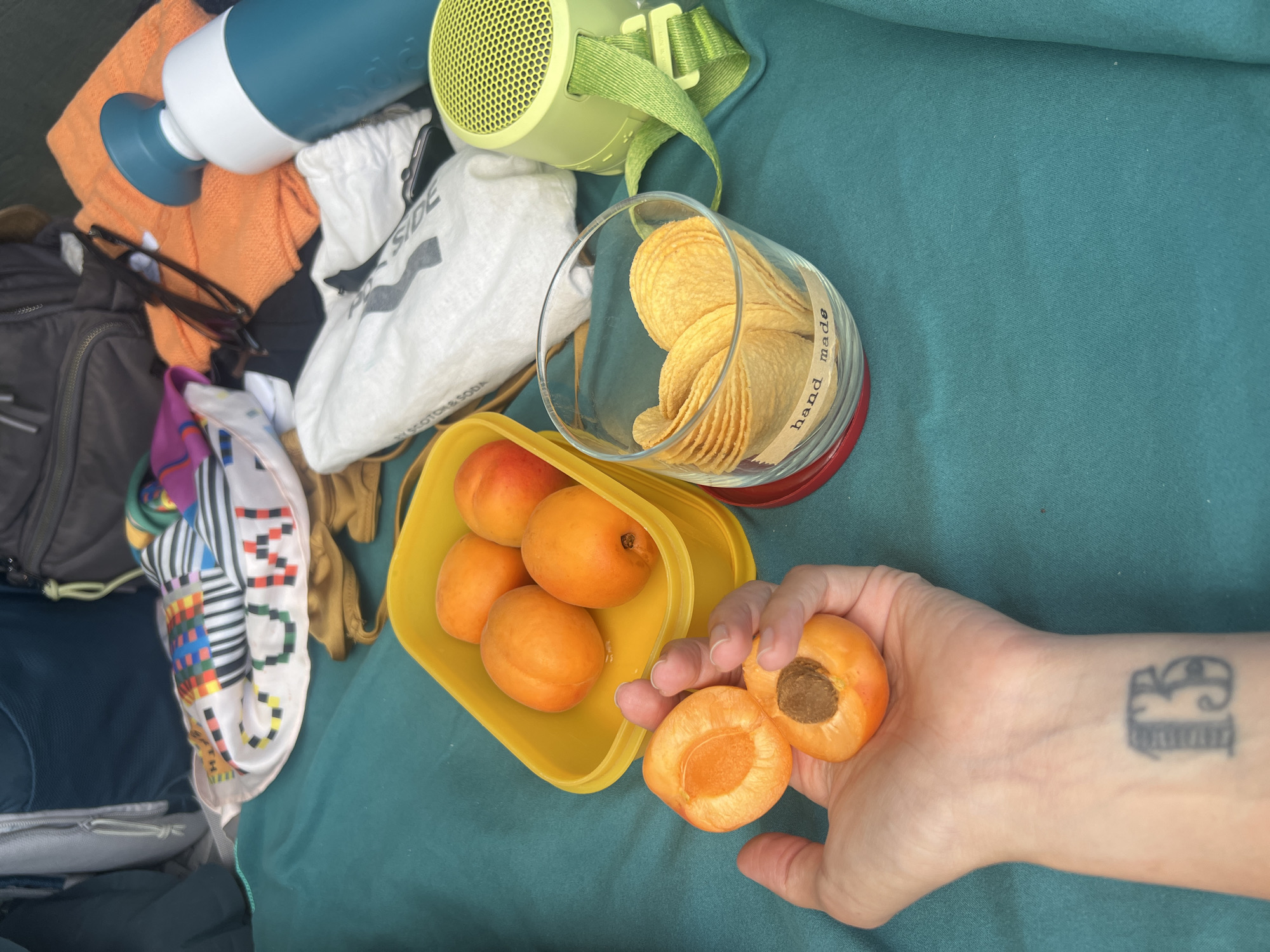 Beach picnic documented at Sant Pol de Mar, Spain