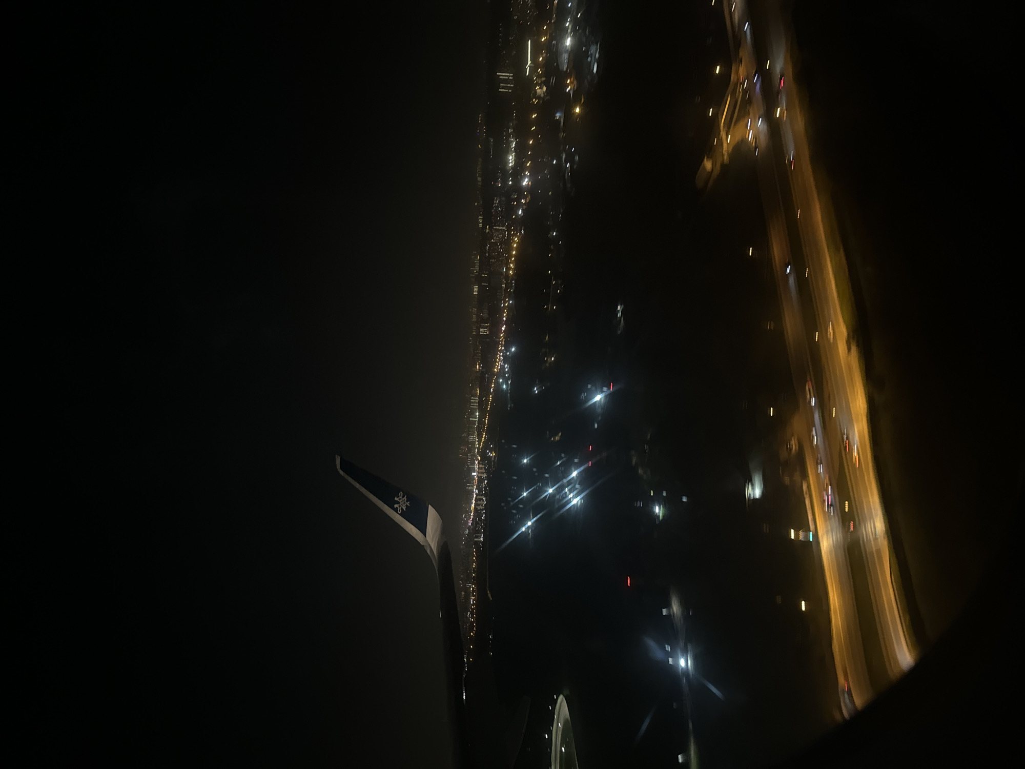 Nighttime aerial view captured over Khimki, Russia from aircraft