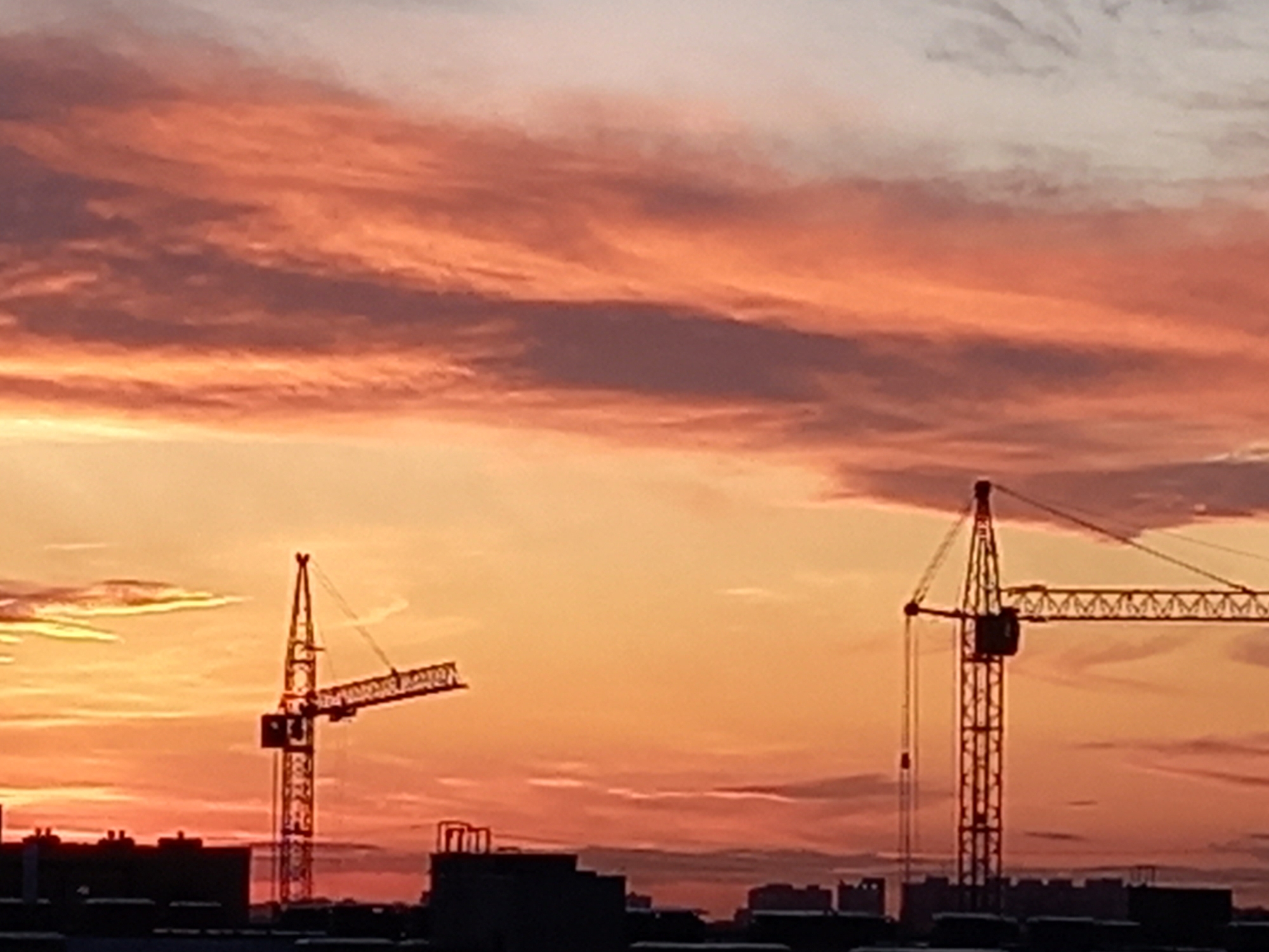 Urban sunset and dinner documented during evening hours