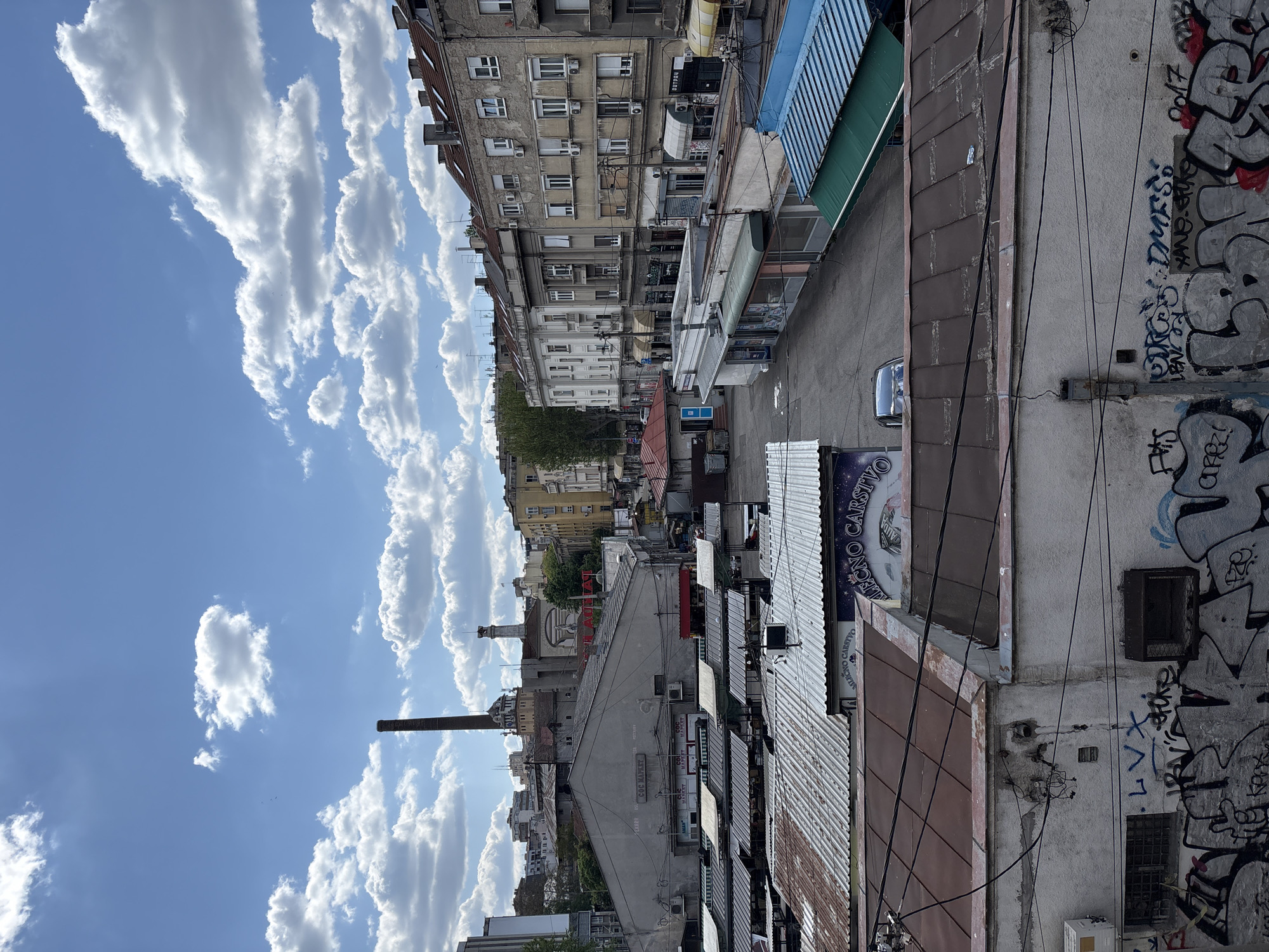 Elevated city view captured in Belgrade under cloudy skies