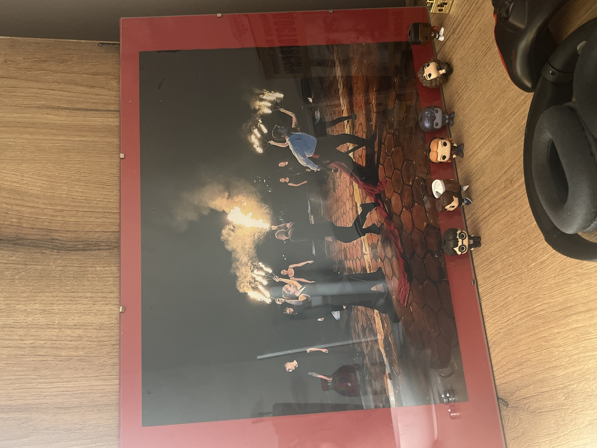 Framed group photo observed on wooden surface in Sofia