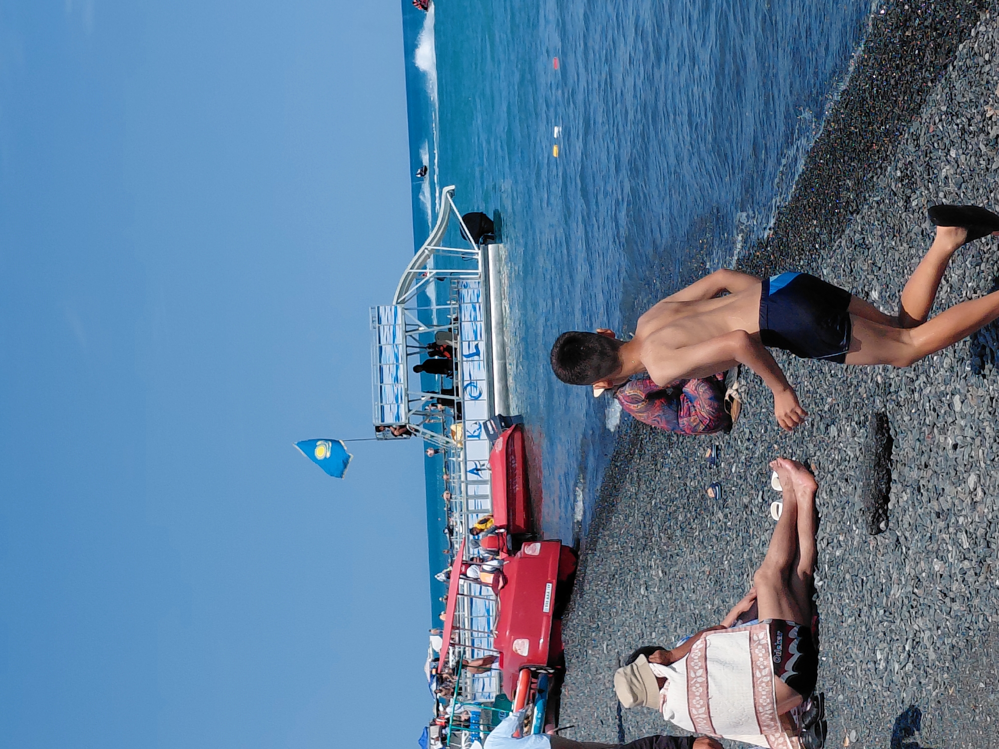 A lazy summer day on Lake Balkhash's pebble shore