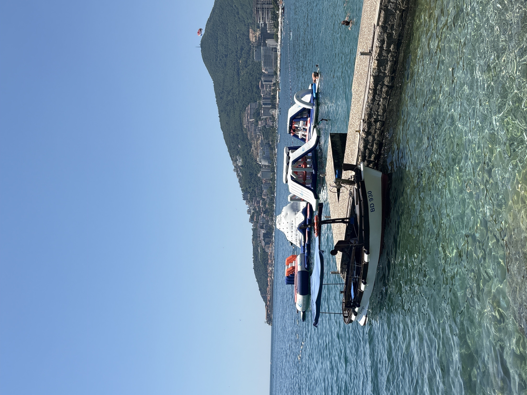 Sunny morning along Budva's Adriatic coastline in late June