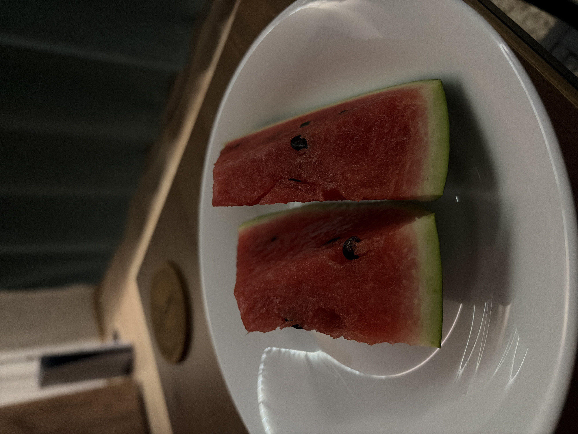 Fresh watermelon slices on a plate in Yekaterinburg