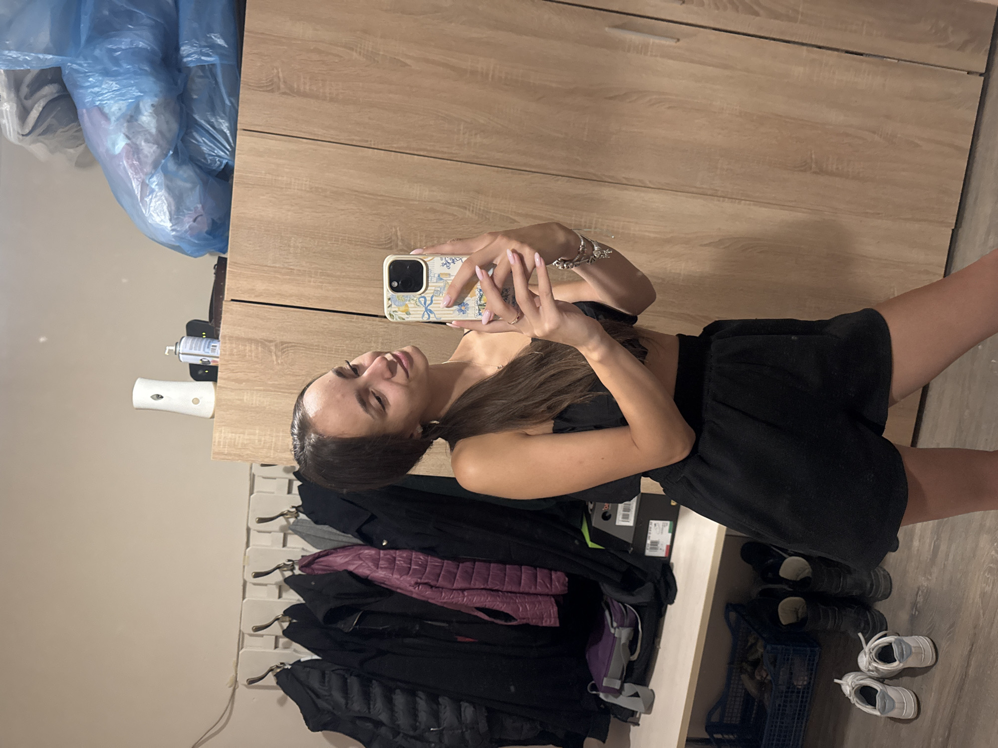 Casual selfies around a Sofia apartment, August 2026
