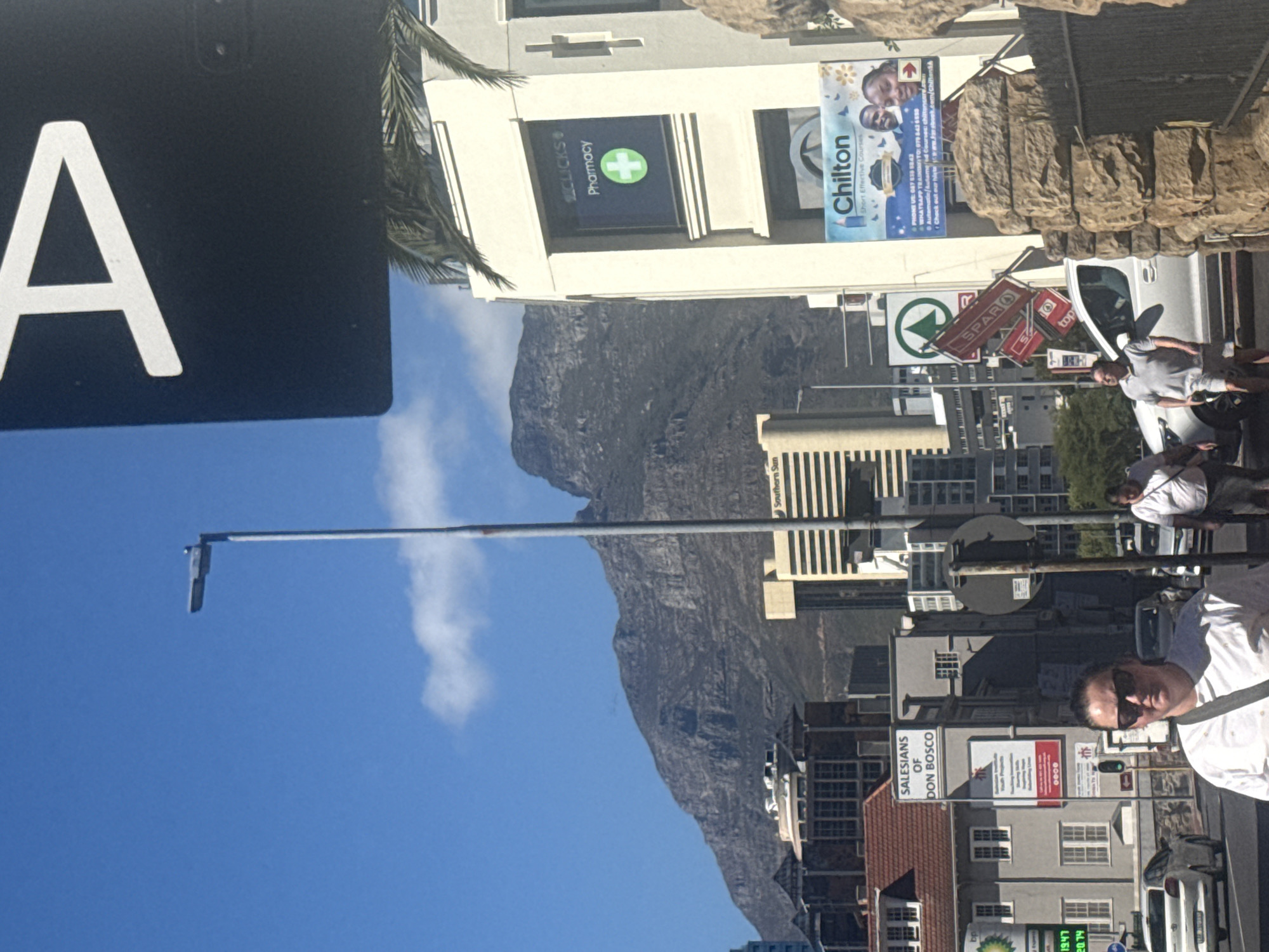 Morning cafe breakfast documented in Cape Town with Table Mountain backdrop