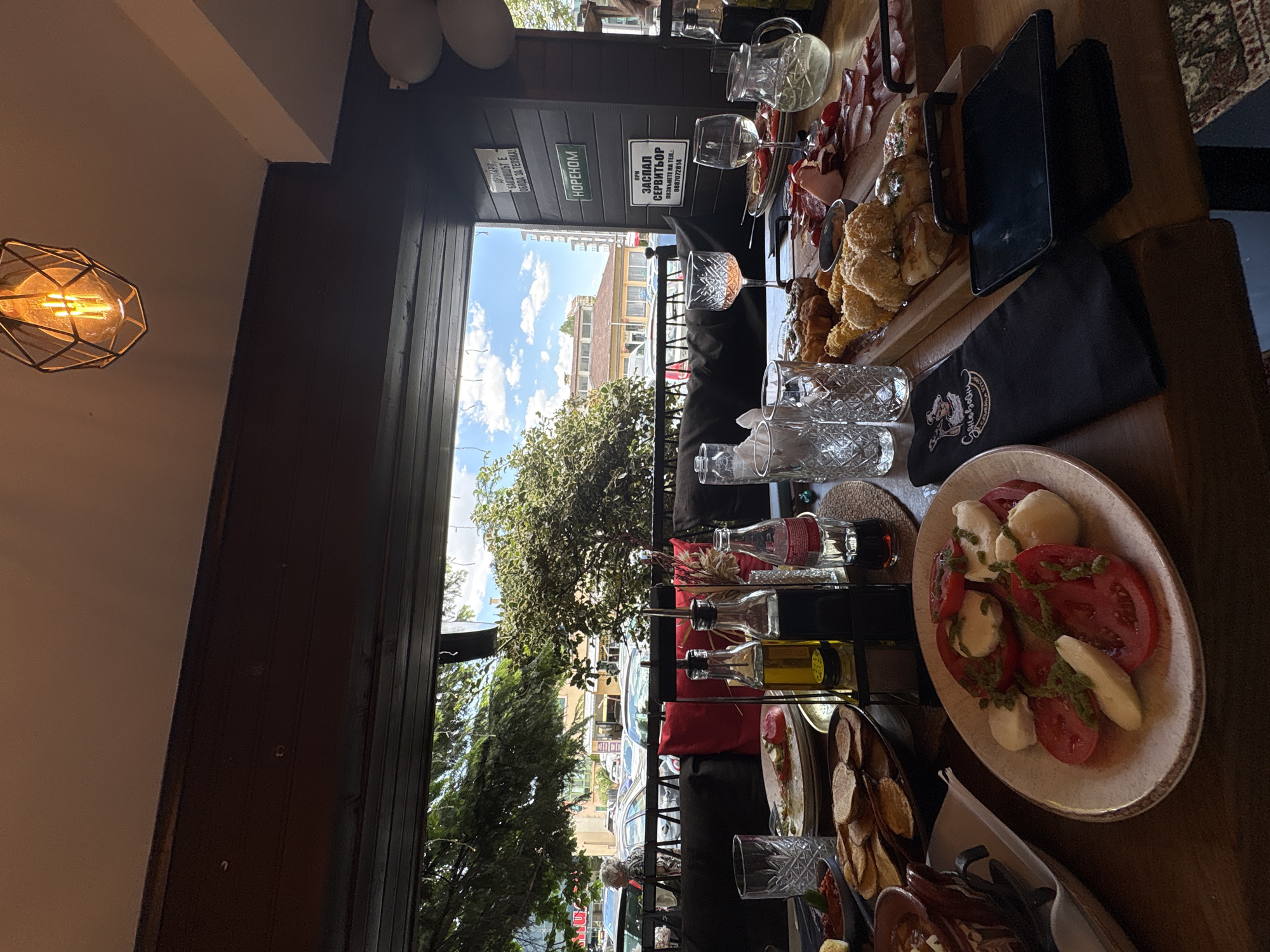 Restaurant scene documented in Sofia showing Cyrillic signage