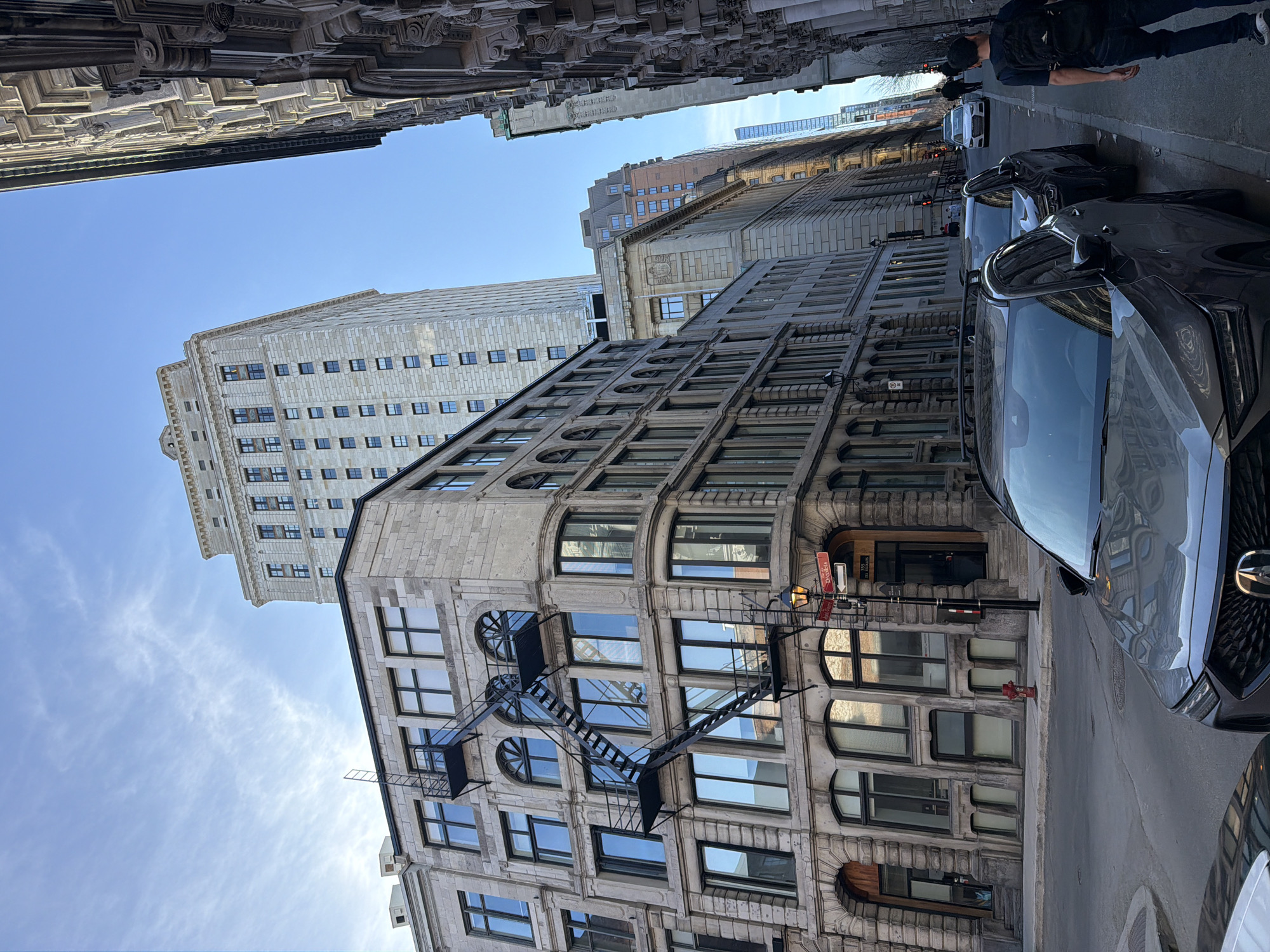Street architecture photographed in Montreal evening scene