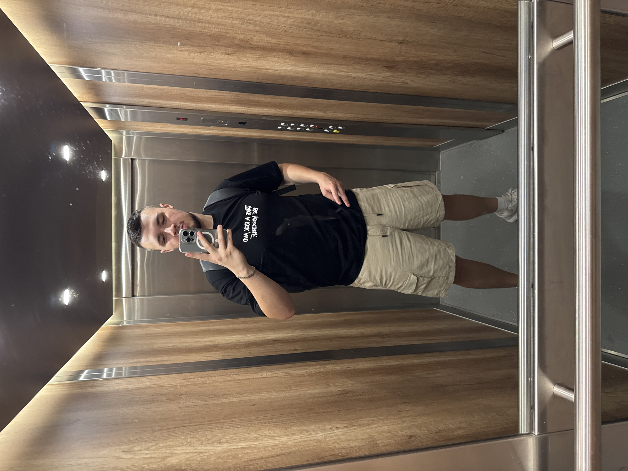 Person documents afternoon walk through Sofia neighborhoods with elevator selfies