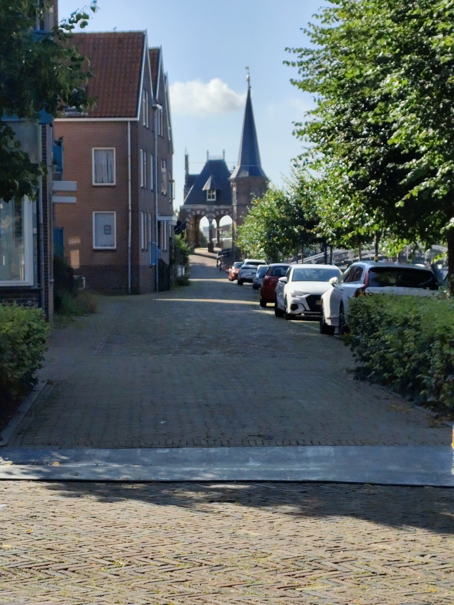Cobblestone streets and truck yards in Sneek, Netherlands