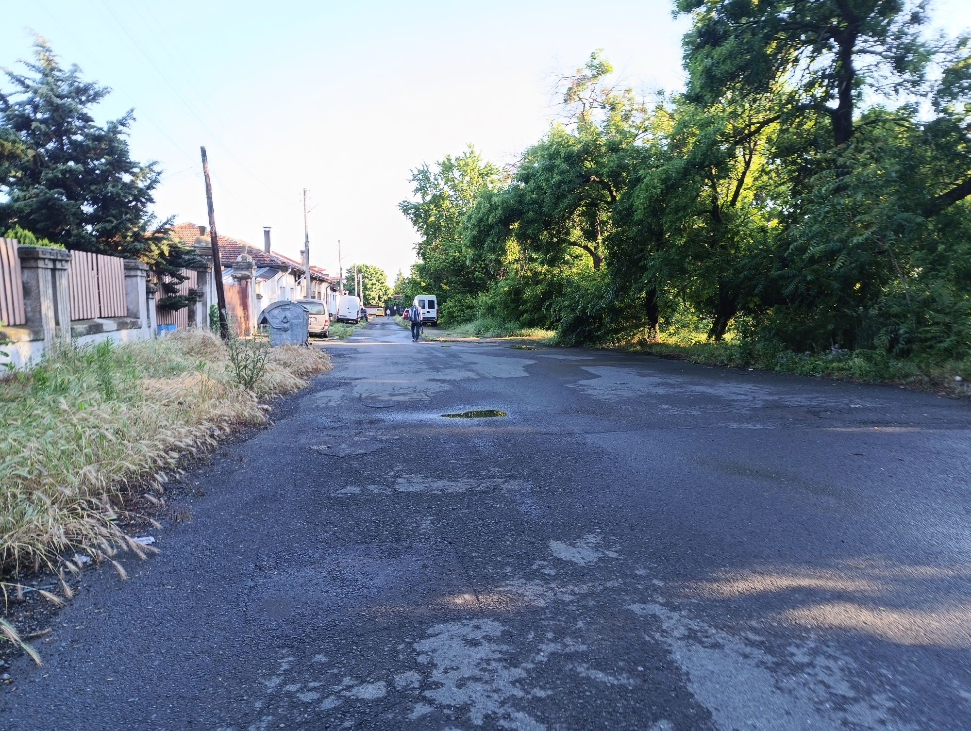 Morning street scenes documented in Karnobat Bulgaria after rainfall
