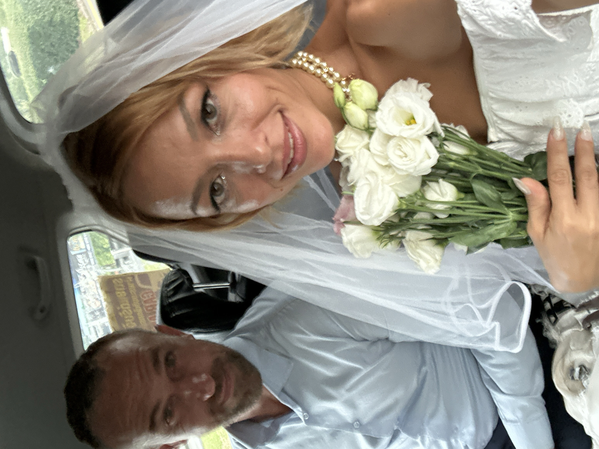 Wedding day ride through Ko Kaeo, flowers and veil in tow