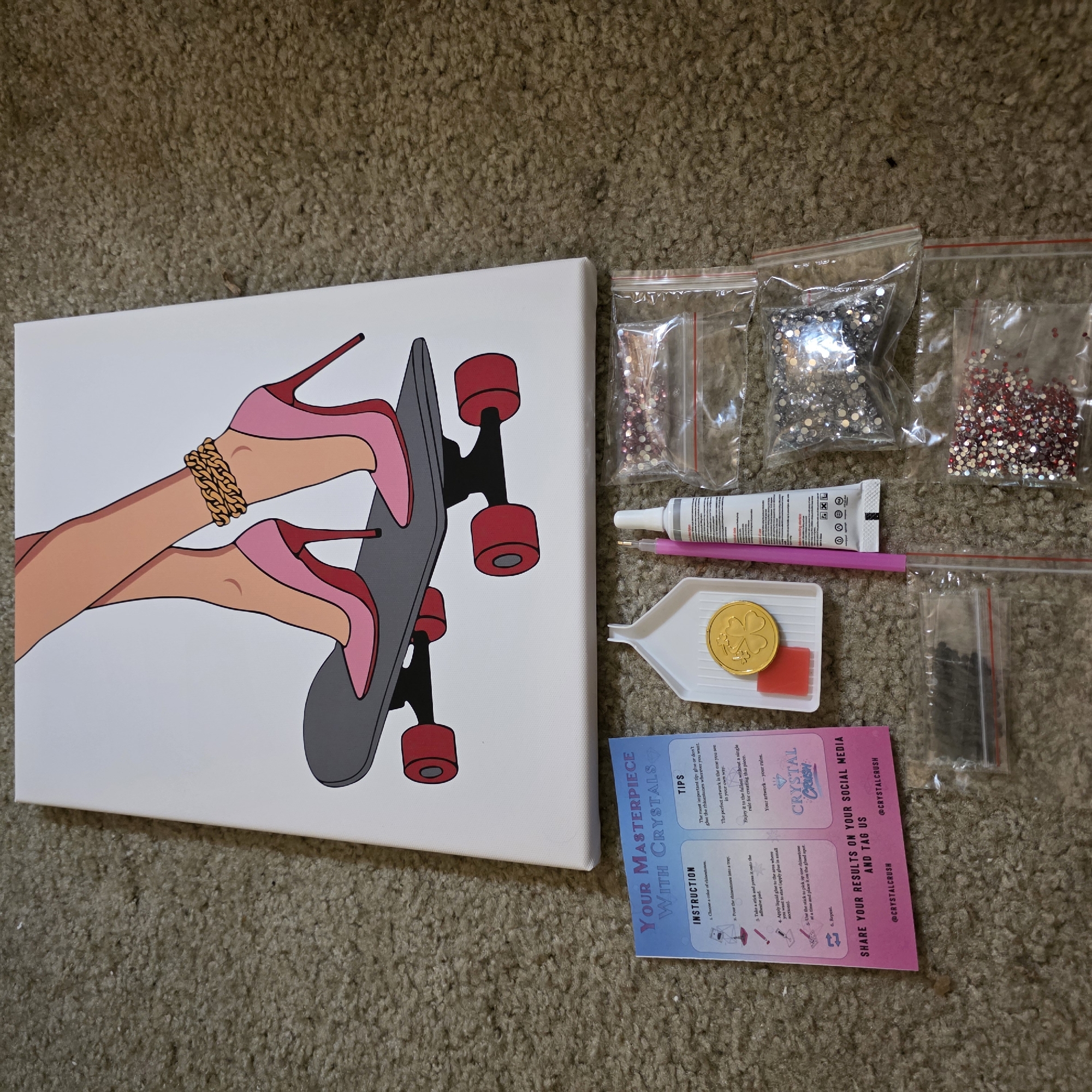 Chill Portland evening: diamond painting, snacks, and collectible cards