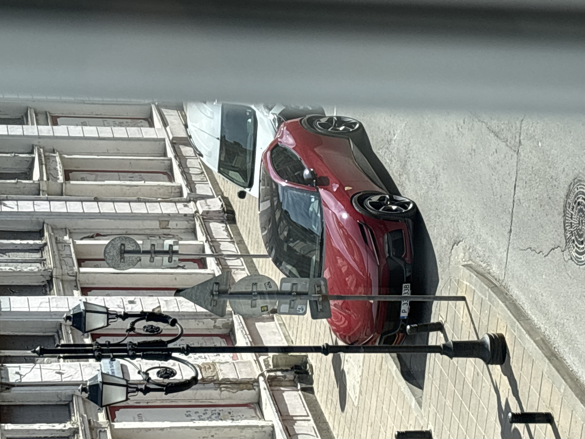 Red Ferrari spotted parked on street in Ruse, Bulgaria