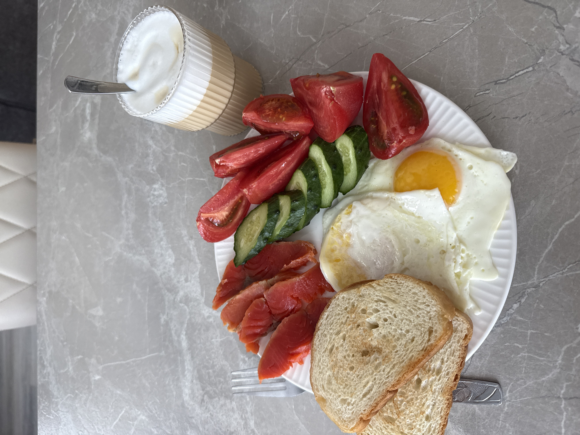 Morning breakfast plate documented in Murom, Russia