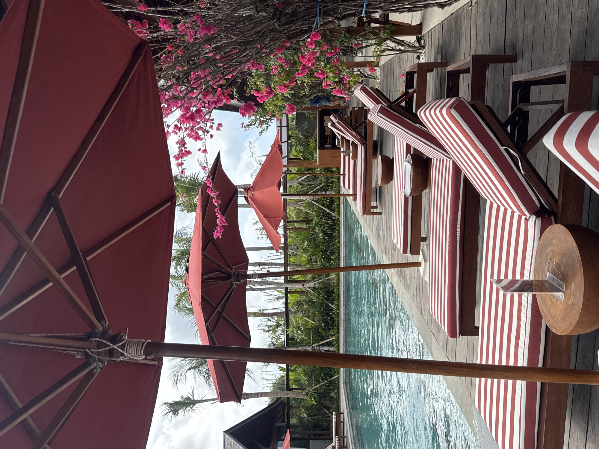 Poolside meditation moment captured in Kuta Selatan resort area