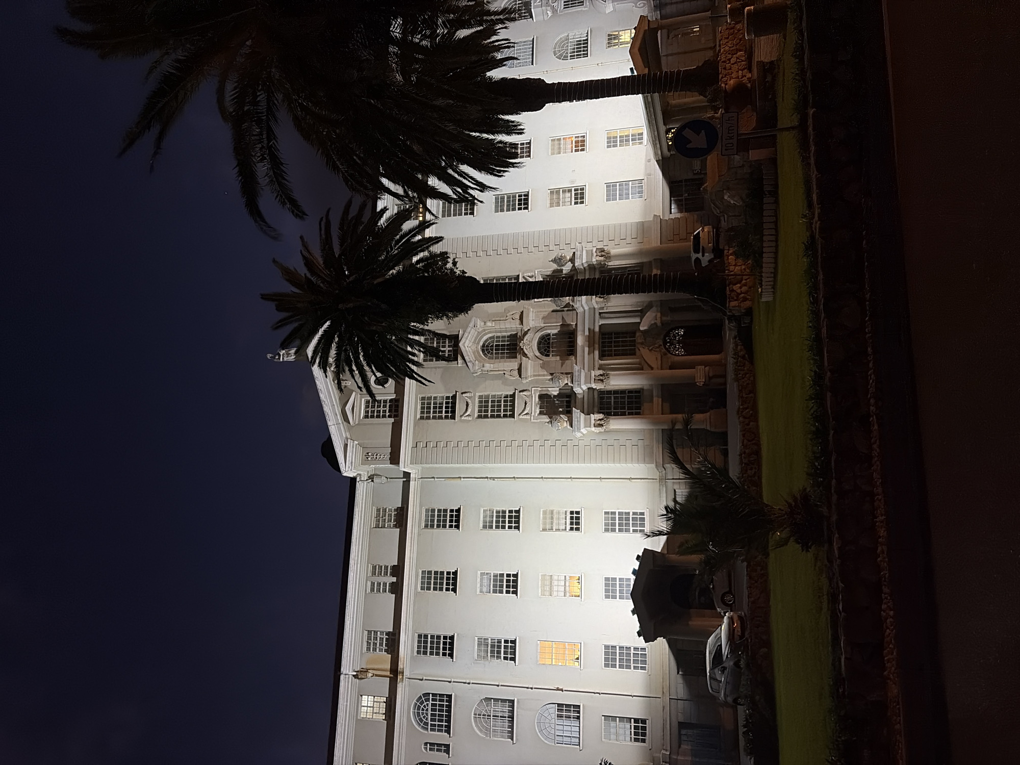 Illuminated building observed at night in Cape Town