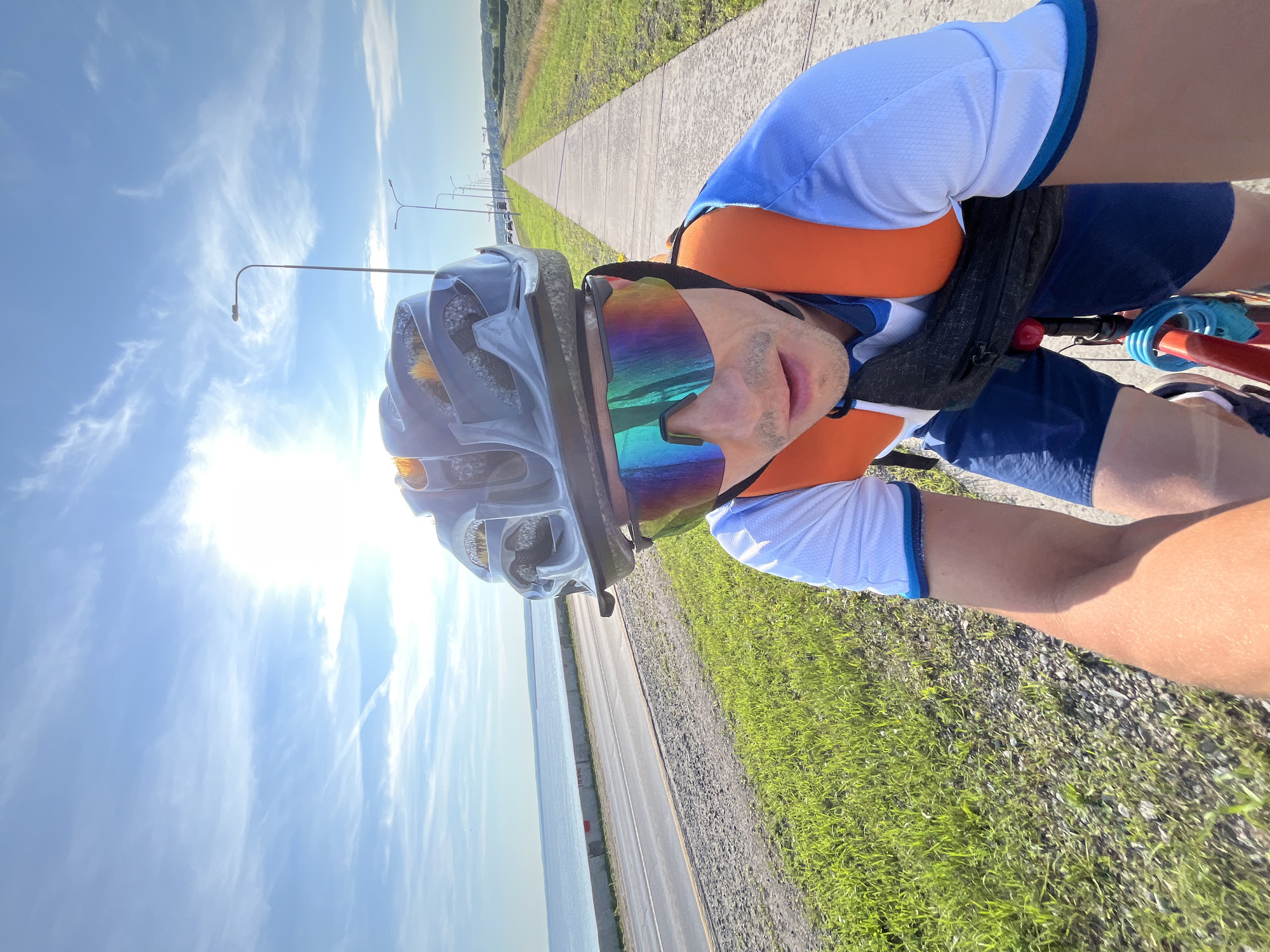 Cycling along a roadside path in Chaikovsky, Russia