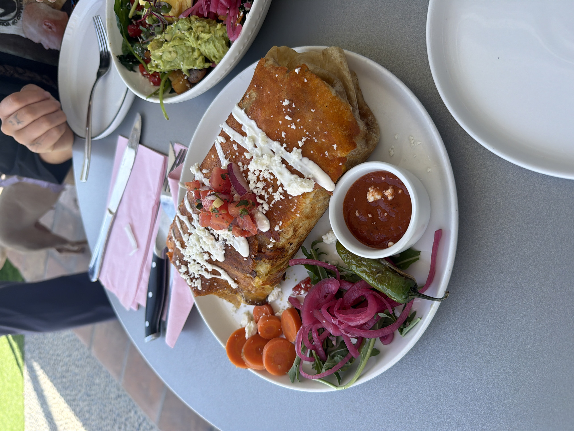Outdoor meal photographed at Palm Desert patio location