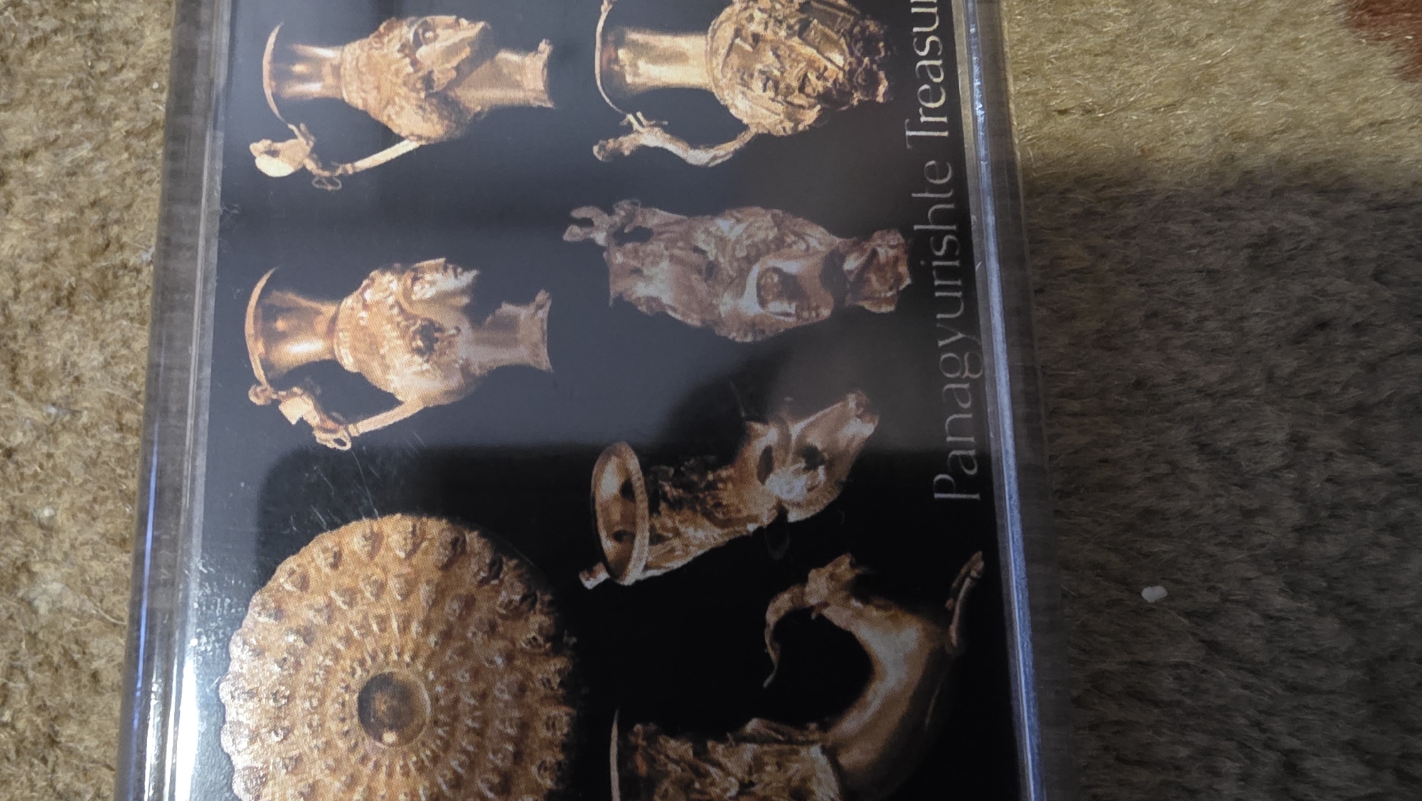 Museum visitor views Thracian gold treasure display in Bulgaria