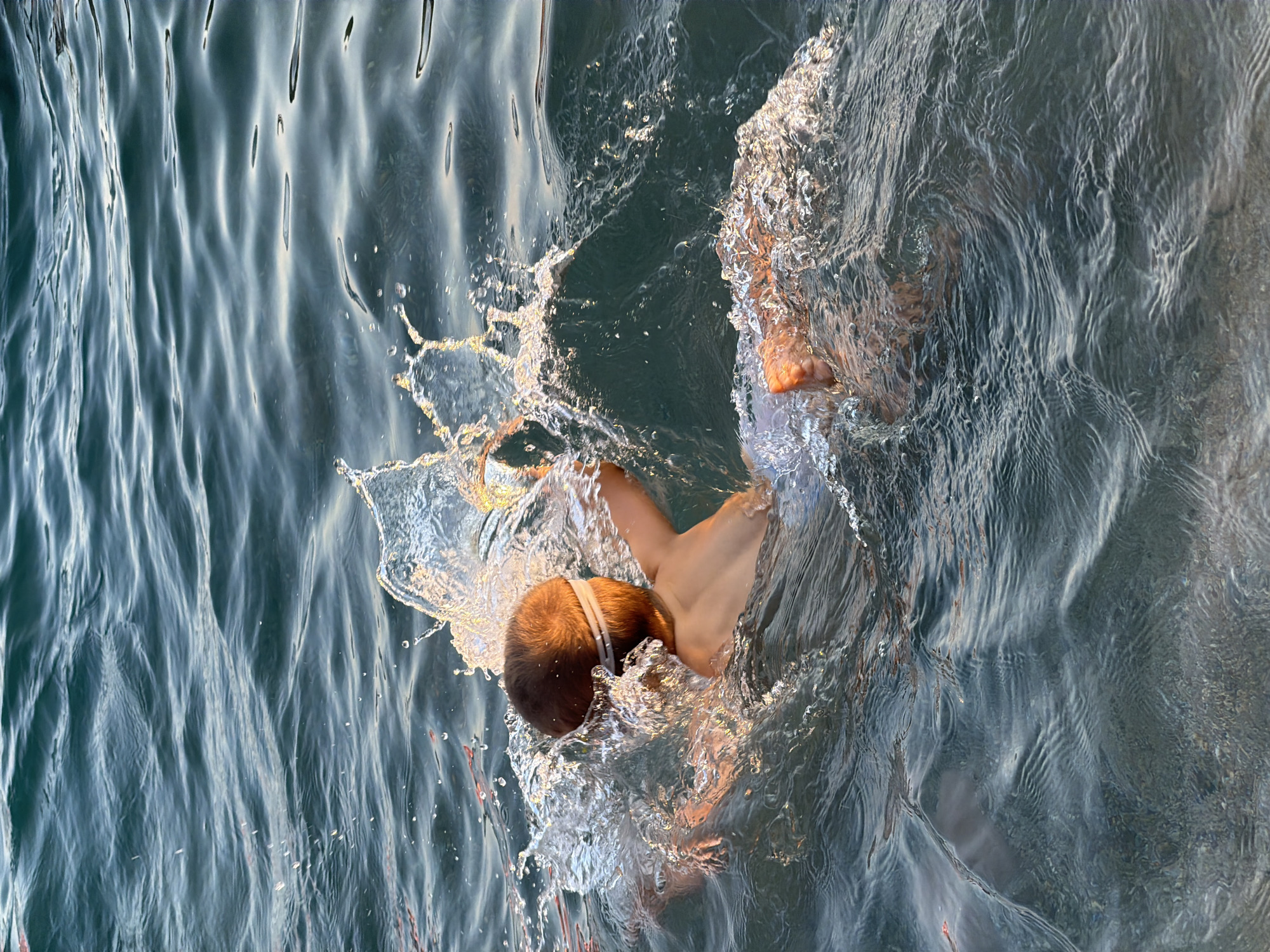 Sunset swim session at Bečići beach, Montenegro