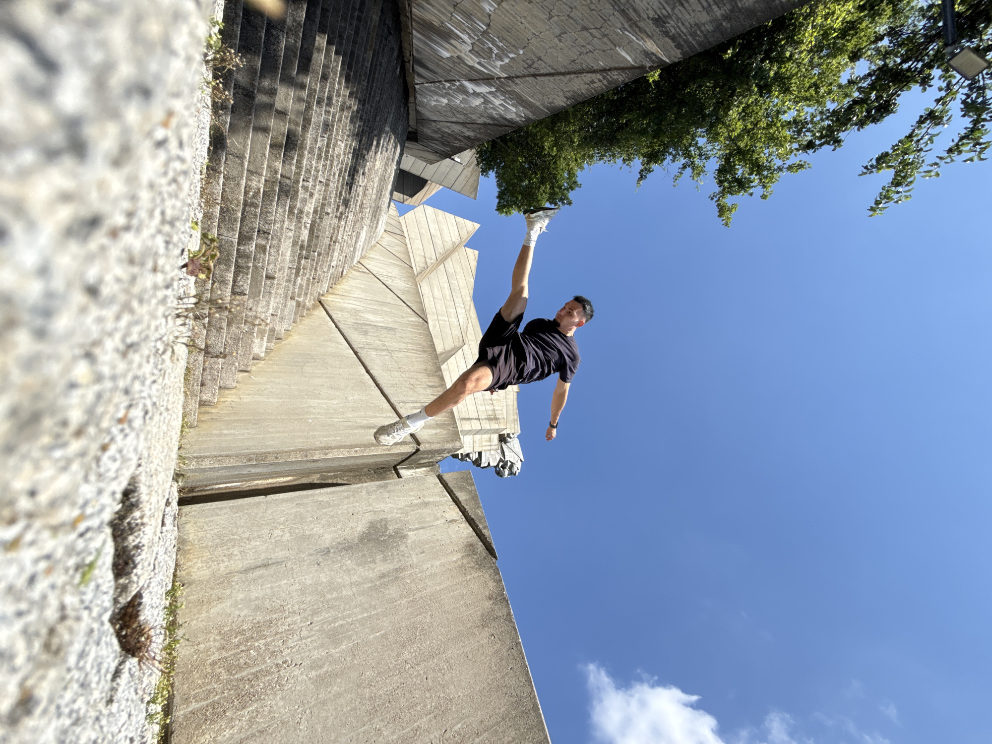 Parkour session at Shumen's brutalist monuments, Bulgaria