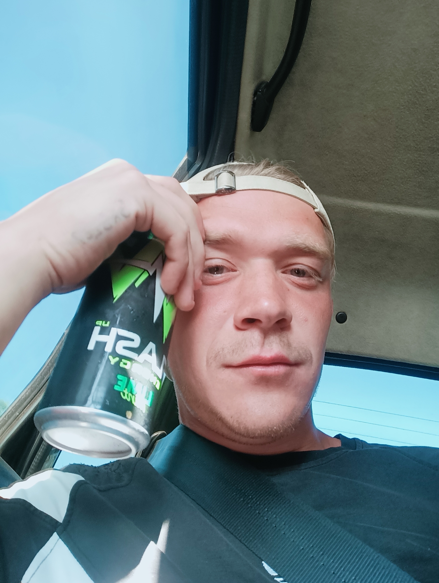 Energy drink selfies inside a car, Гаревая, Russia