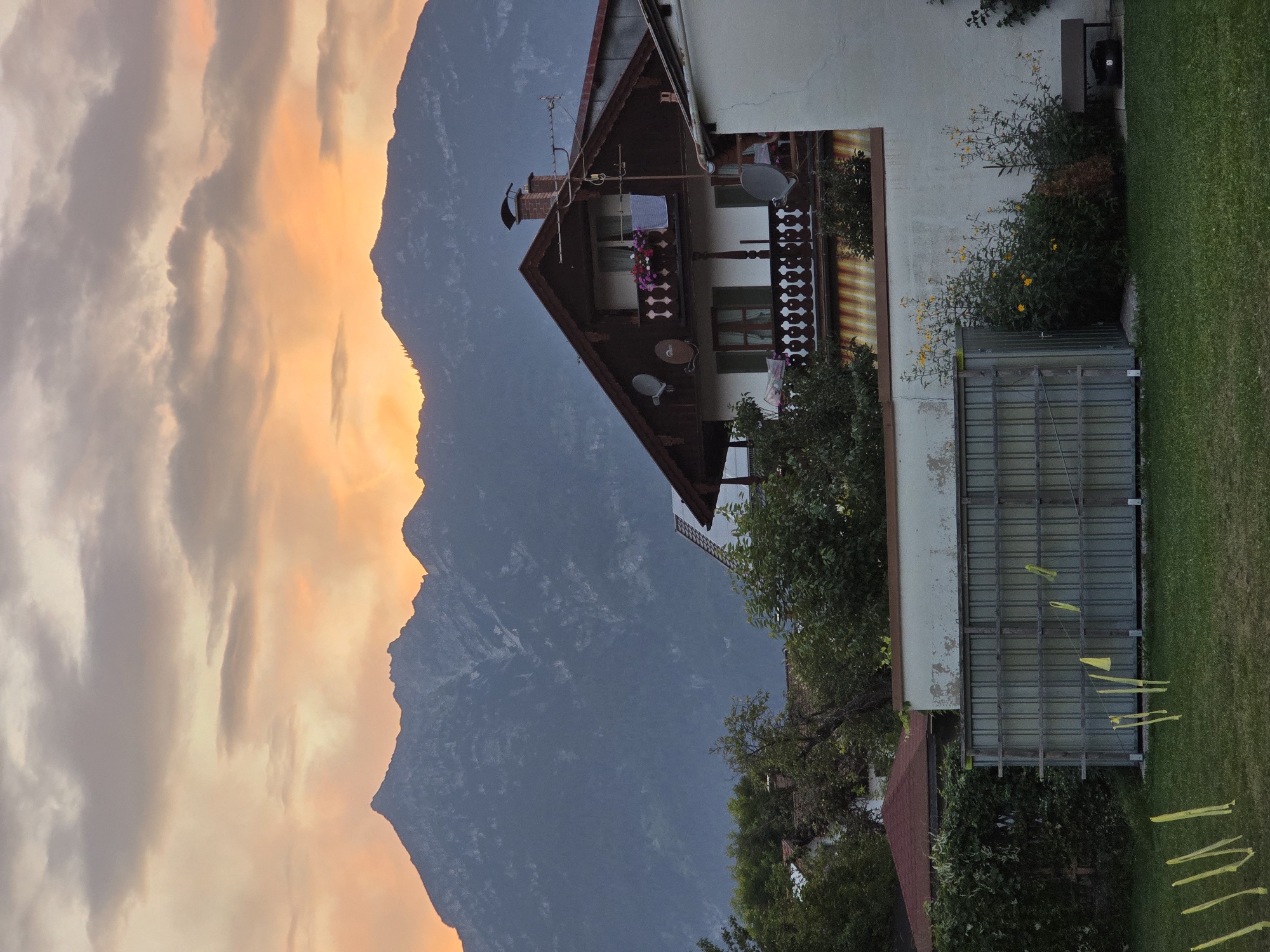 Sunset evening around a Bavarian home in Garmisch-Partenkirchen