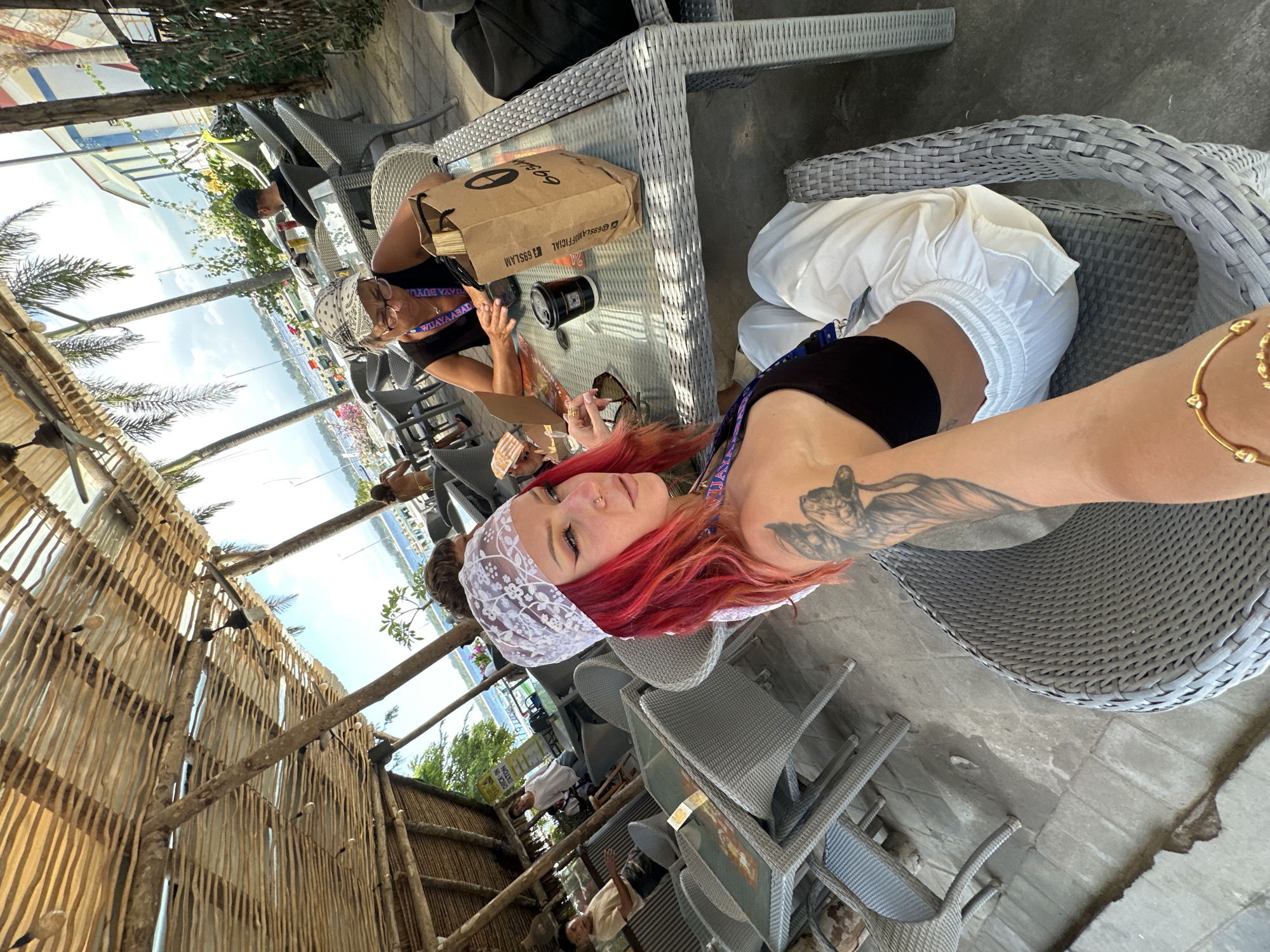 Tourist visits Indonesian beachside restaurant in early morning hours