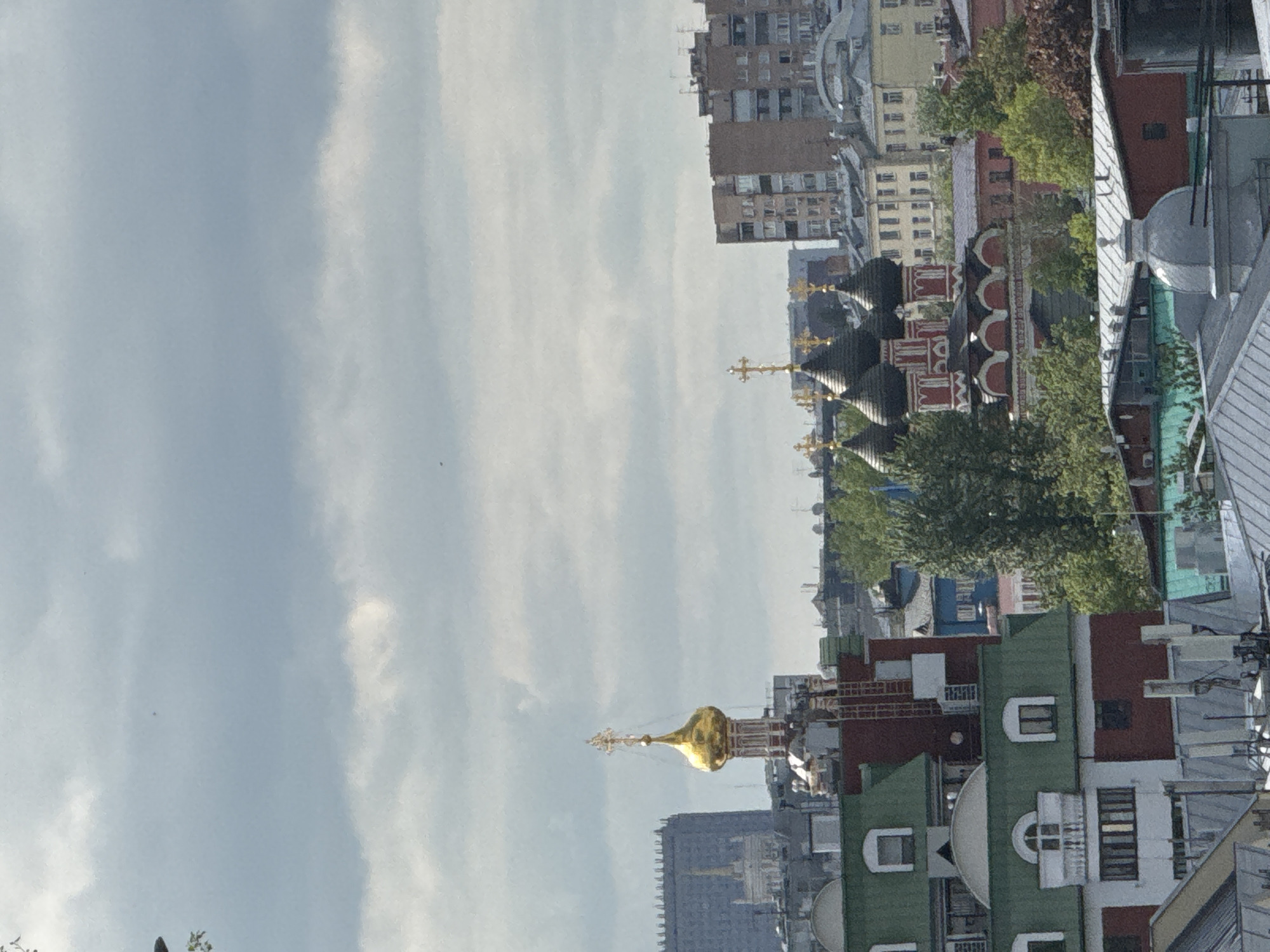 Orthodox churches with onion domes photographed in Moscow