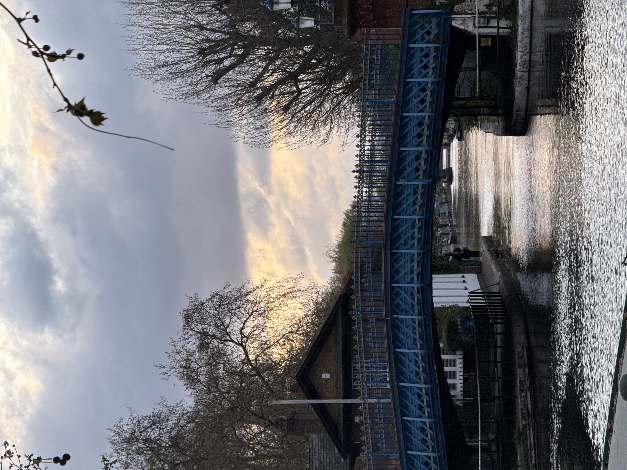Evening canal walk documented in London's Little Venice district
