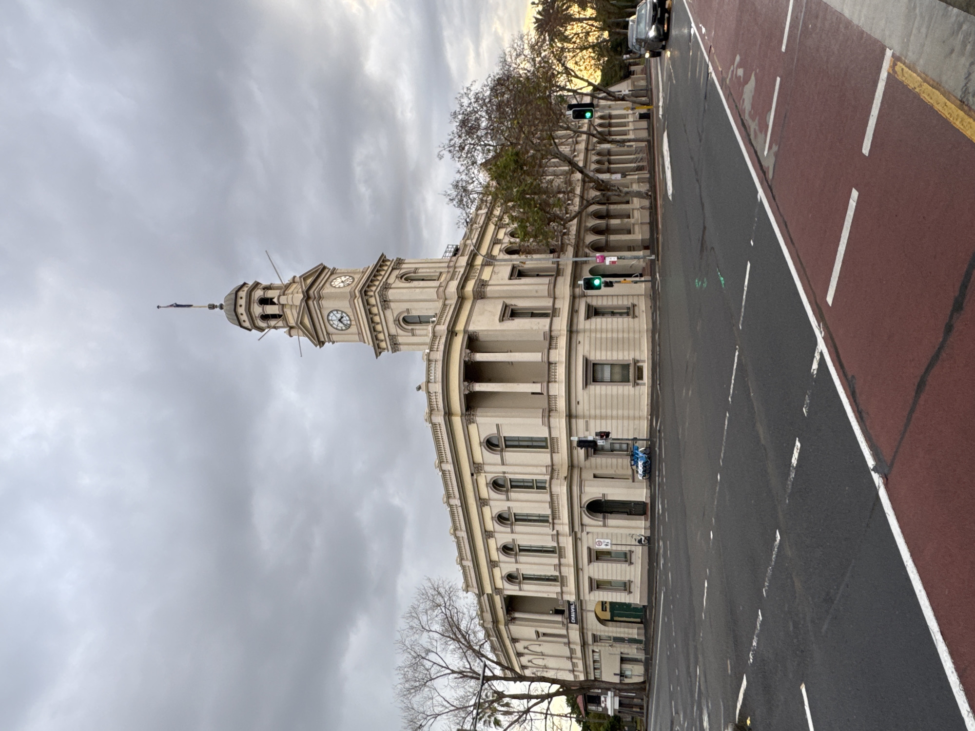 Heritage buildings and Sydney streetscapes on a July morning