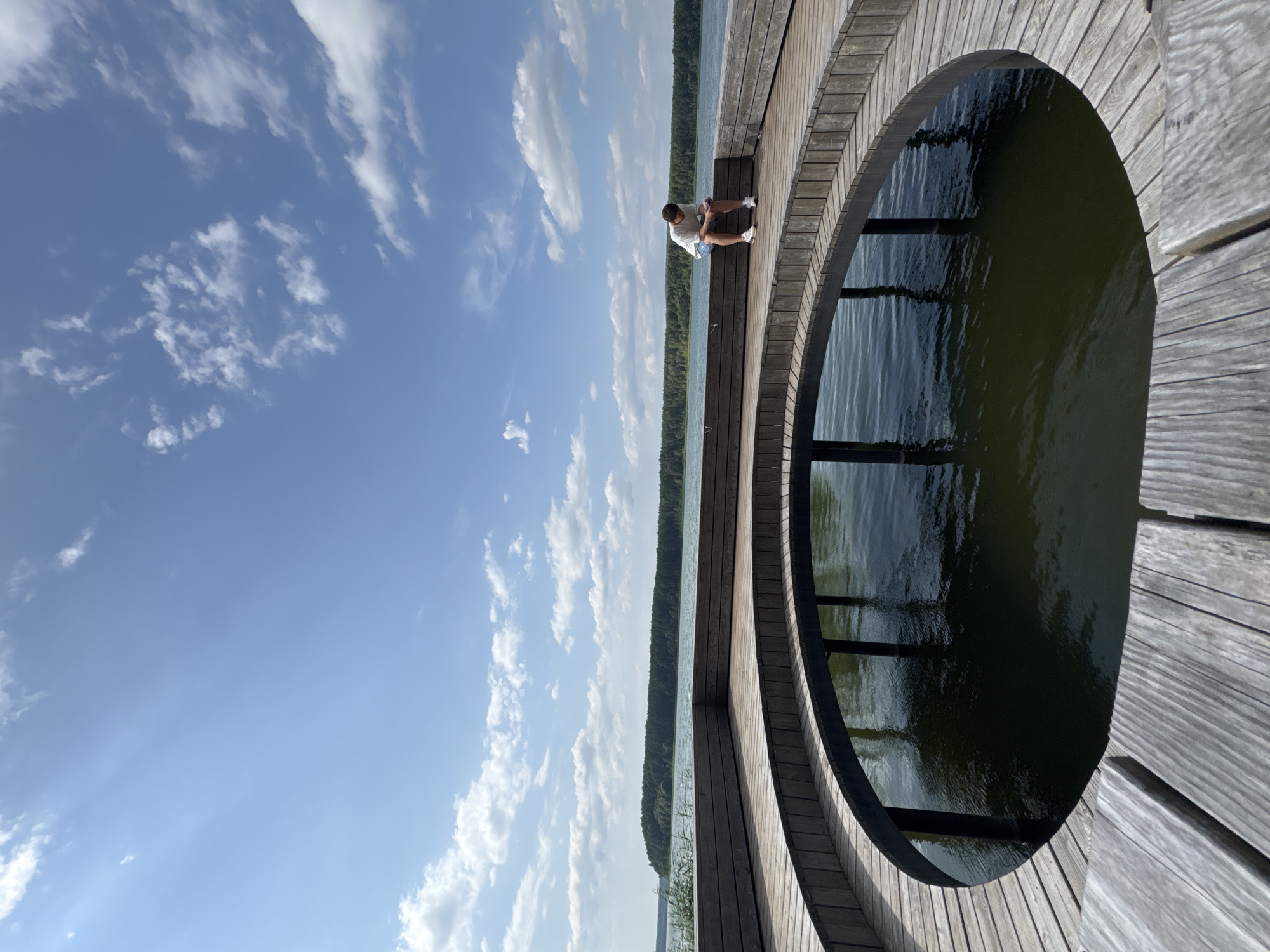 Circular pier opening over dark water in Votkinsk