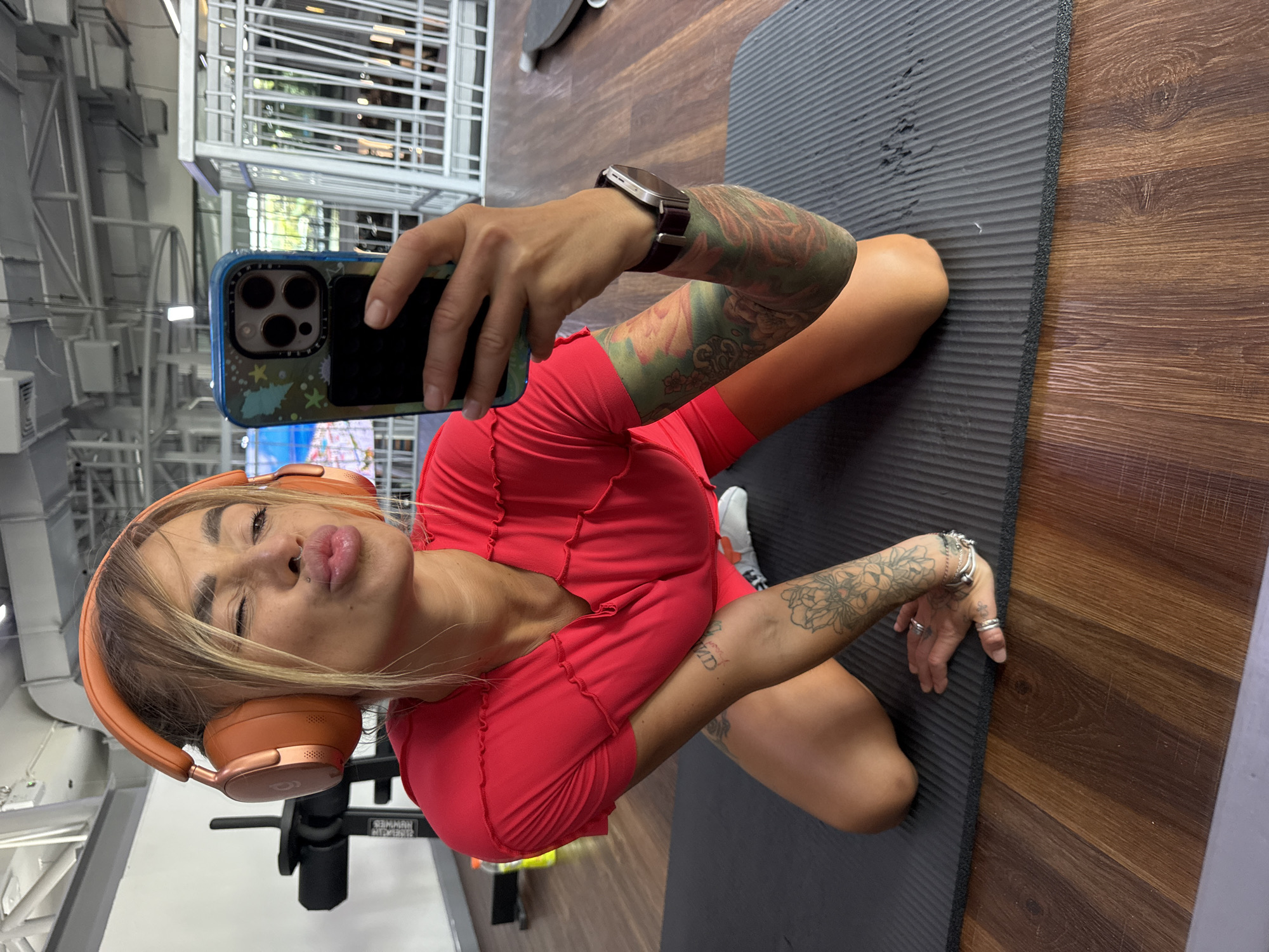 Gym selfie on a yoga mat in Choeng Thale