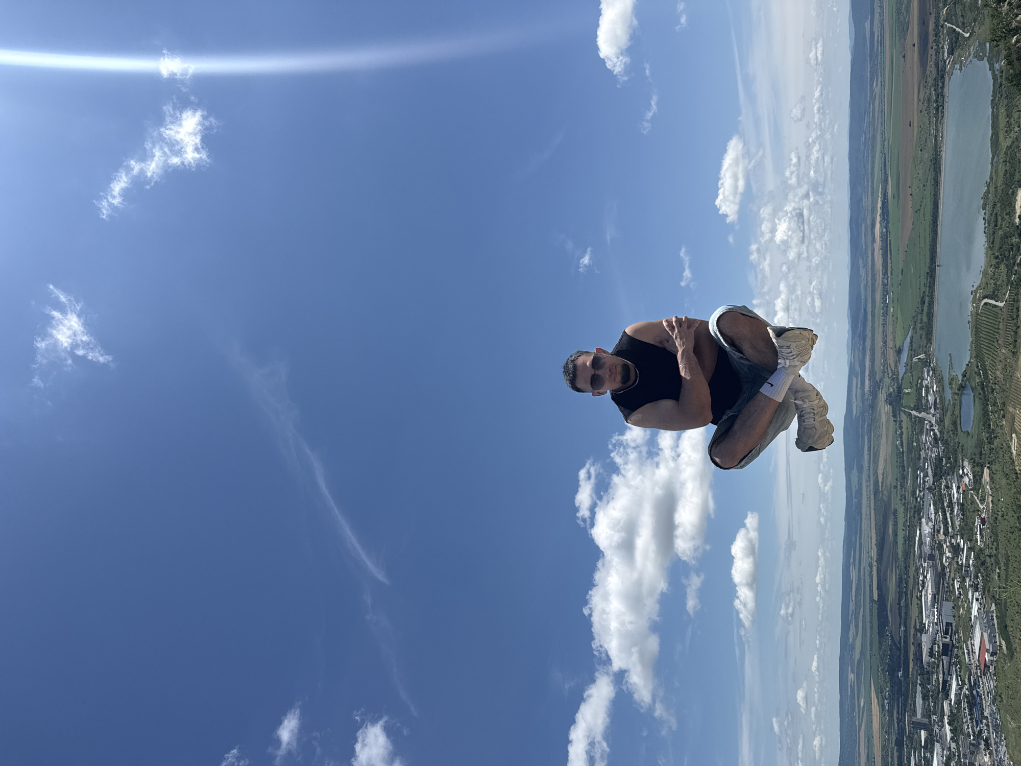 Lotus pose in the sky above Shumen, Bulgaria