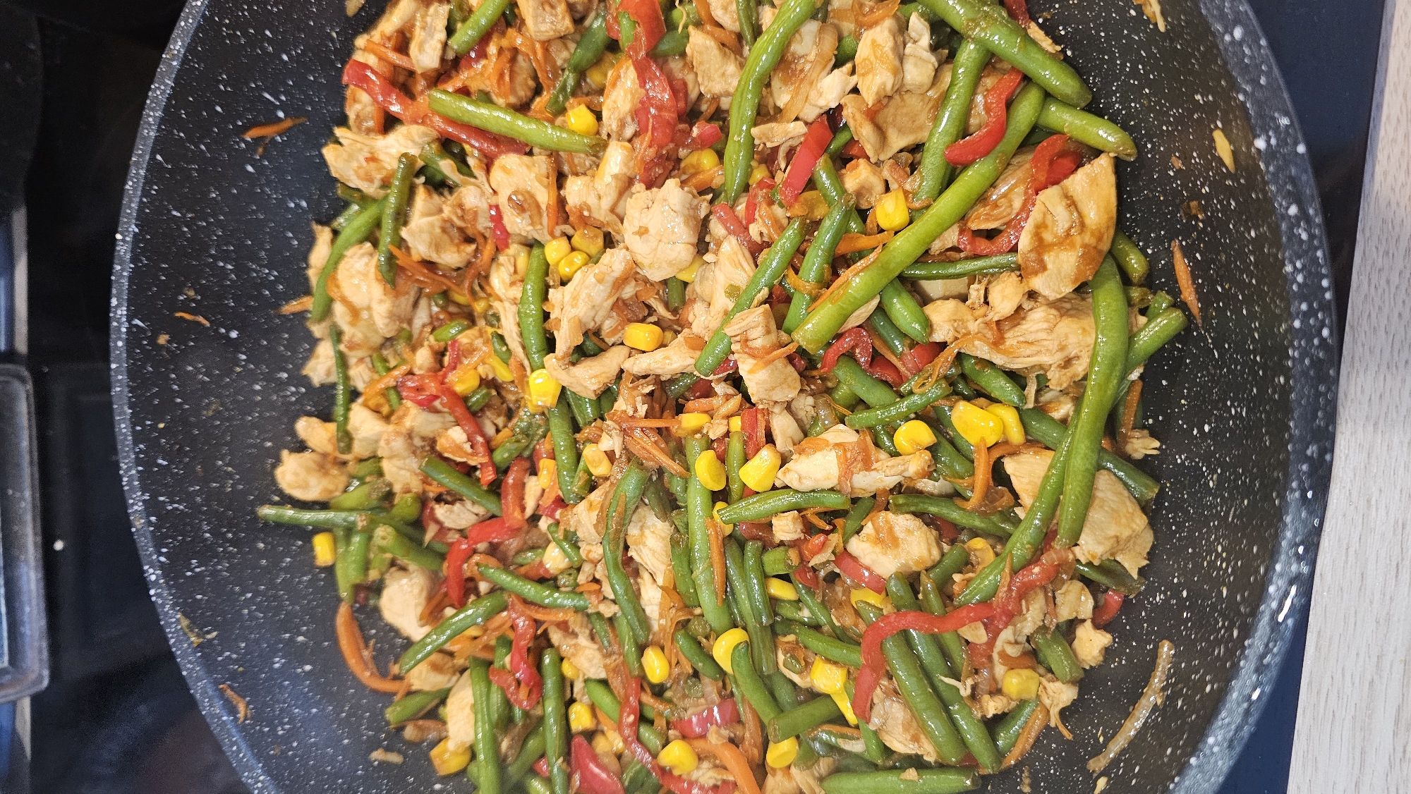 Cooking stir-fry and cat time in Belgian village